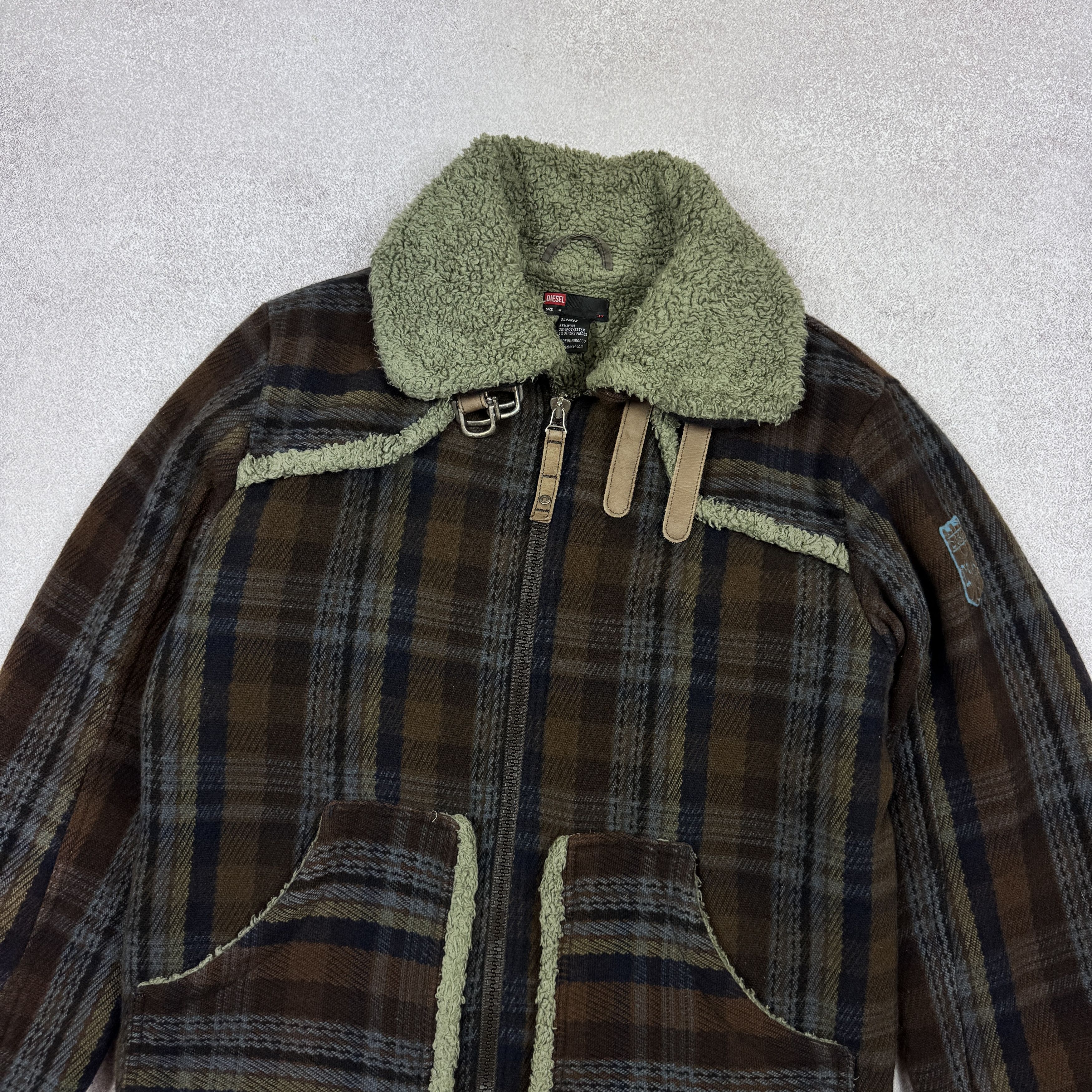 Diesel Men`s Diesel B-3 Wool Tweed Flight Plaid Jacket Size M Size US M / EU 48-50 / 2 - 5 Thumbnail