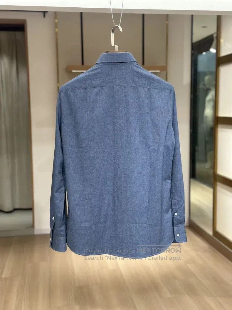 Brunello Cucinelli Brunello Cucinelli Men's Denim Blue Shirt. Size US S / EU 44-46 / 1 - 2 Thumbnail