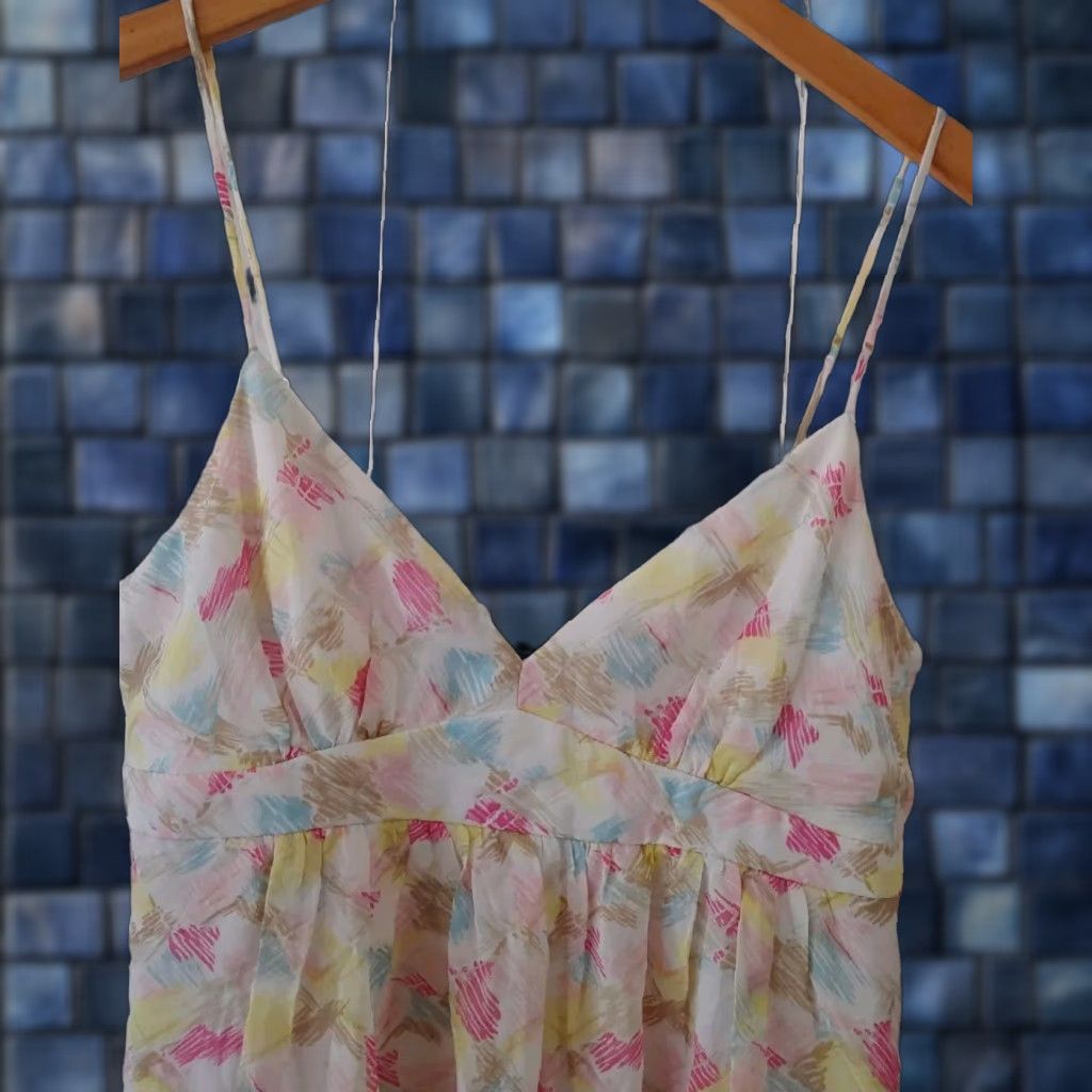 Bcbgmaxazria BCBG Maxazria Dress Womens S Floral Mini Sheer Lined Spaghetti Straps Side Zip Size S / US 4 / IT 40 - 1 Thumbnail