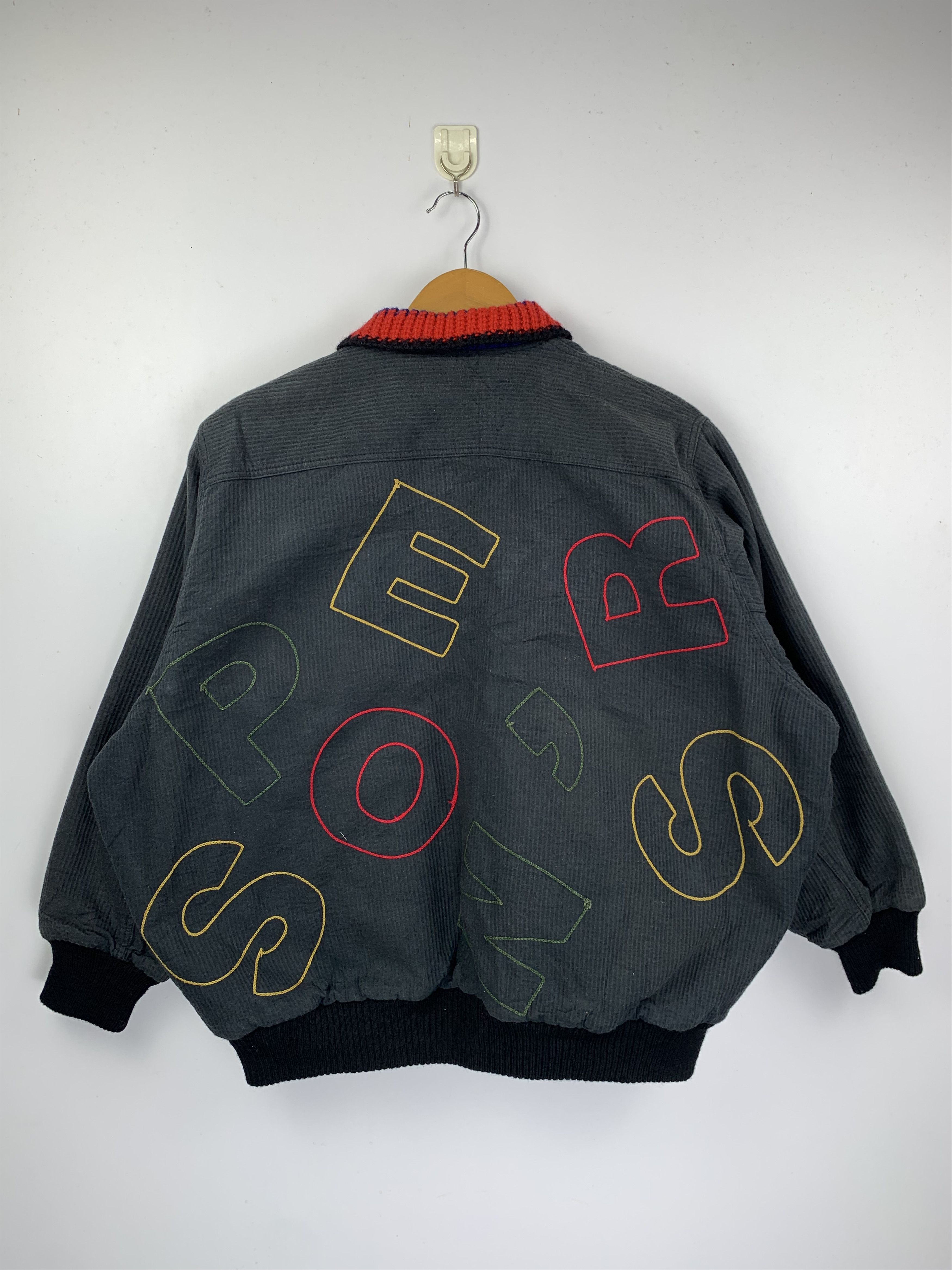 image of Varsity Jacket x Vintage Multipocket Spellout Bomber Jacket, Men's (Size XL)