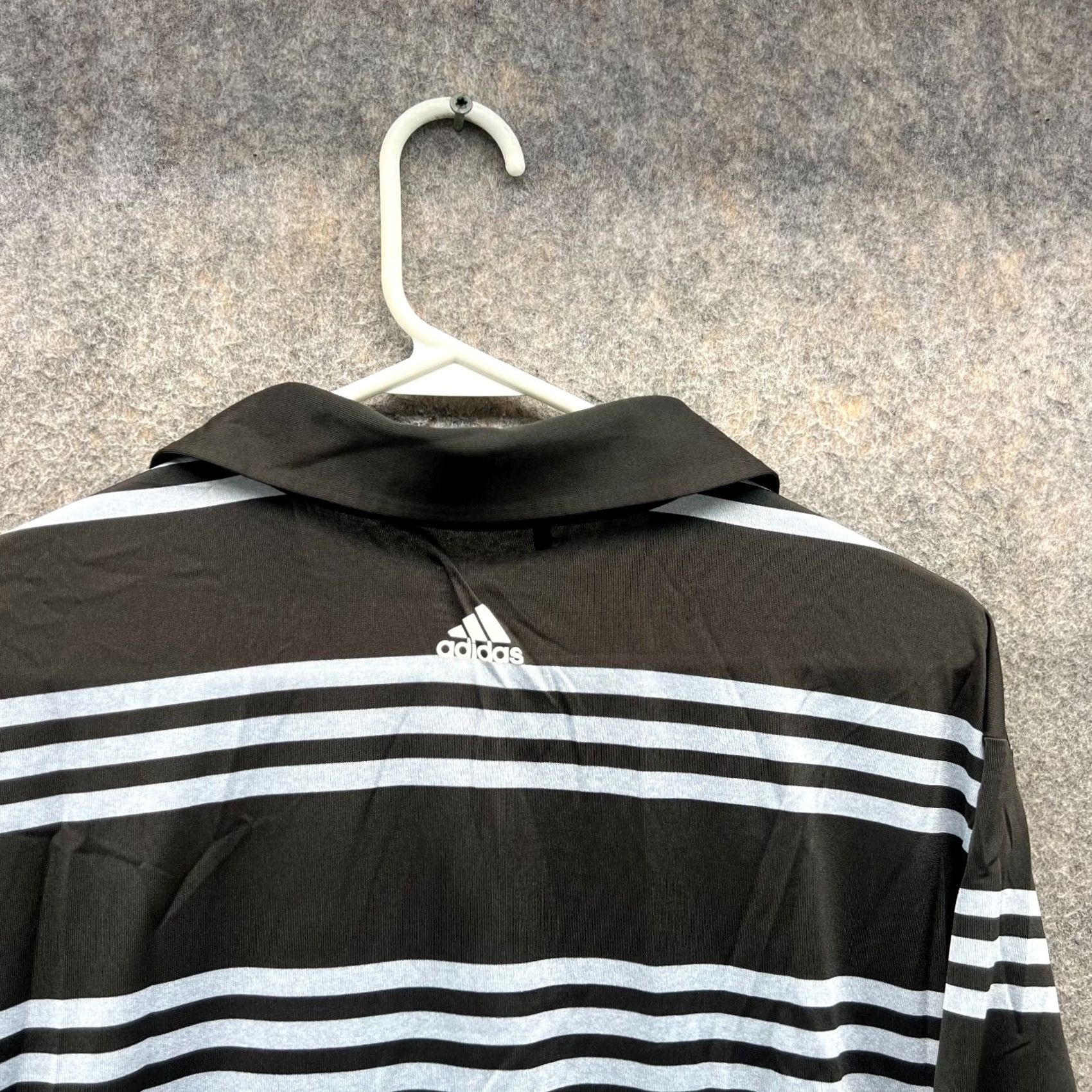 Adidas Adidas Polo Shirt Men XL Black Blue Striped Athletic Polyester Golf Vtg Polo Shirt Mens XL Black Striped Adidas Golf Vintage Shrt Size US XL / EU 56 / 4 - 3 Thumbnail