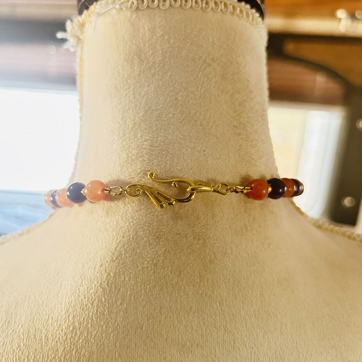 Handmade Handcrafted large glass stone spider genuine stone necklace Size ONE SIZE - 4 Thumbnail