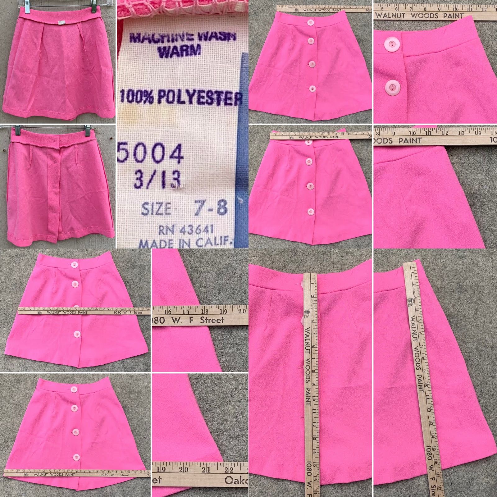 Pinko VINTAGE KAYO OF CALIFORNIA INC Skirt Mini Button Front Pink Polyester 7-8 Women's Short High Rise 24” Waist Vintage 1968 California N RN 43641 Shirt? Size 28" / US 6 / IT 42 - 8 Thumbnail