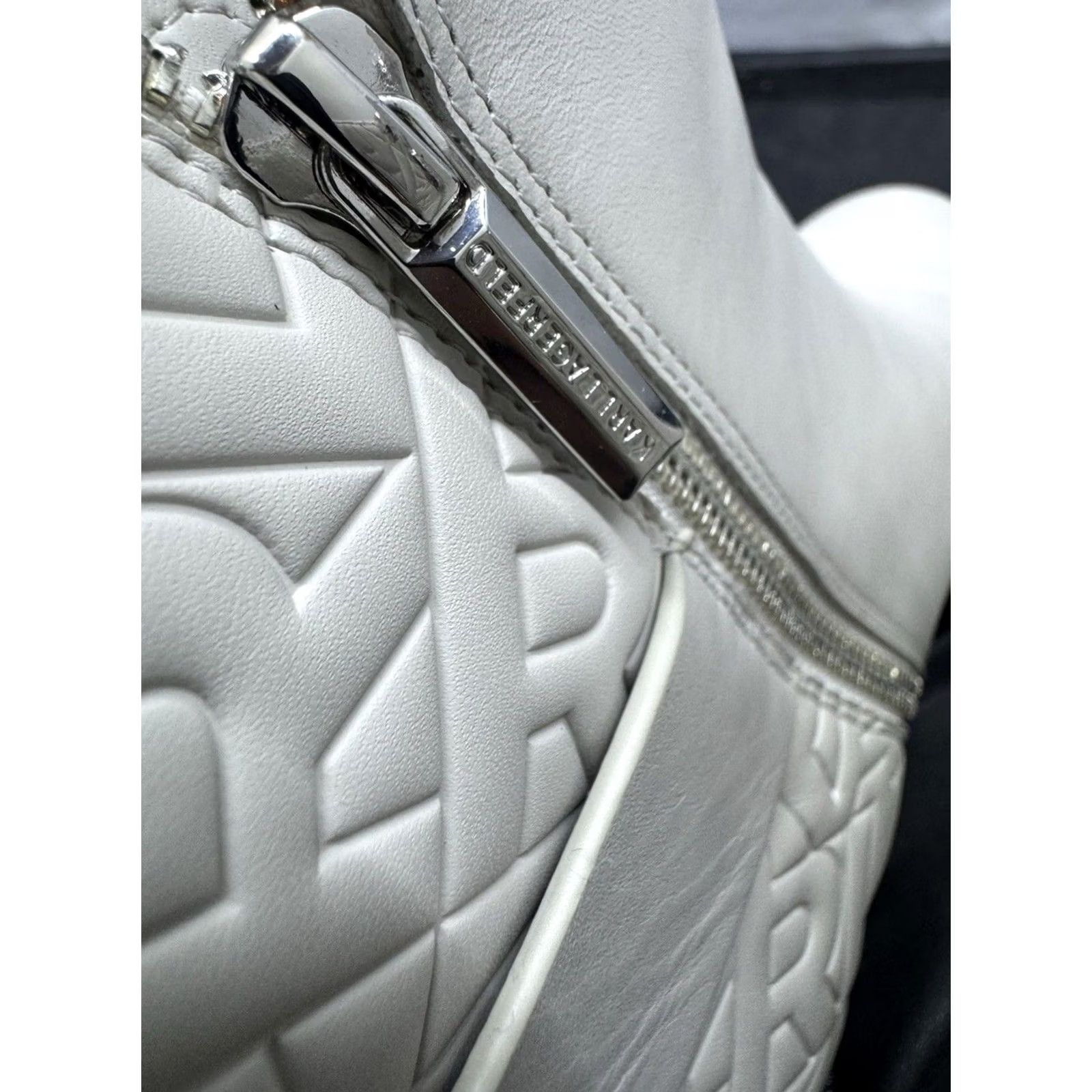 Karl Lagerfeld Karl Lagerfeld Paris Vara Buckled Zip Ankle Boots White Women’s 9.5 Fashion Bootie Ladies 9.5 Size US 10 / IT 40 - 7 Thumbnail