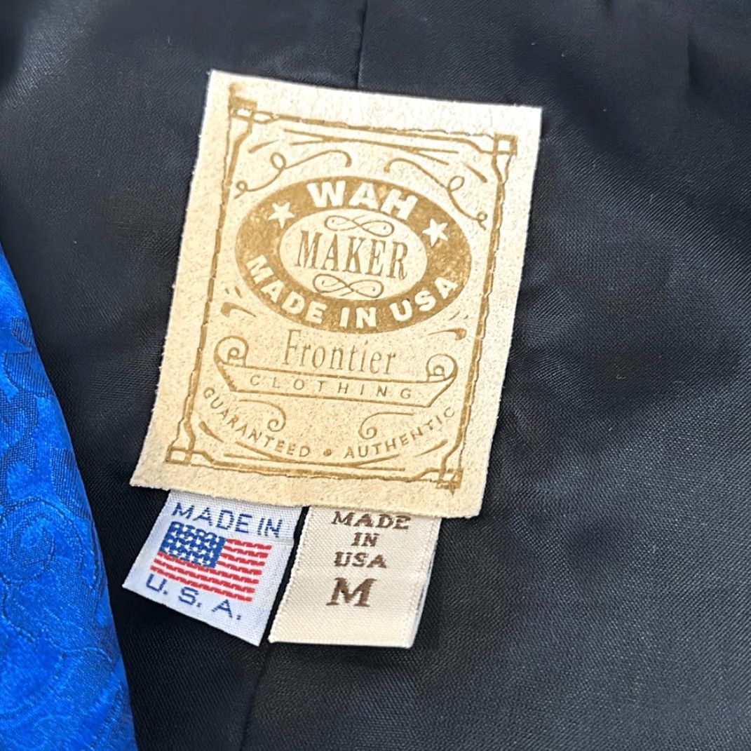 Vintage Wah Maker Frontier Collection Blue Silk Vest M Waistcoat Made in USA NWT Mens Size US M / EU 48-50 / 2 - 7 Thumbnail