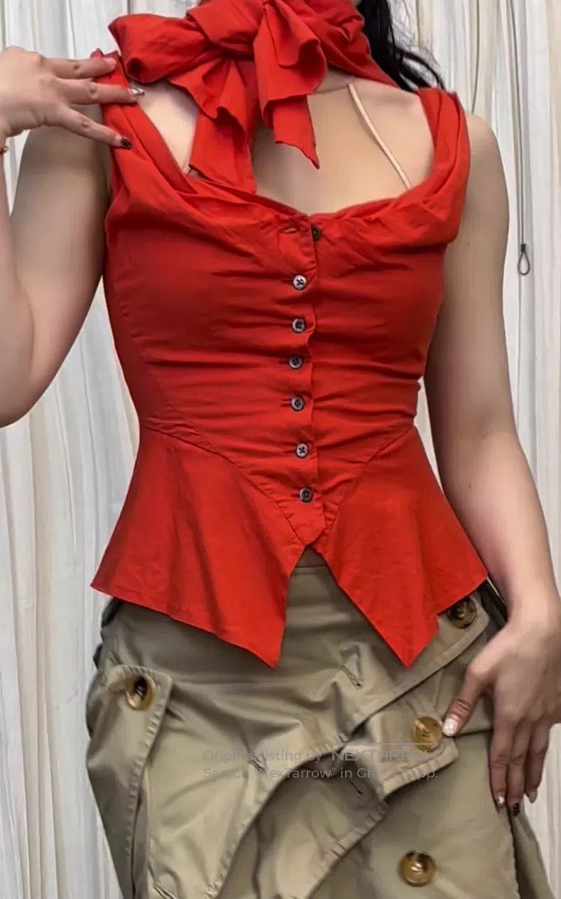 Vivienne Westwood Vivienne Westwood Black Label Red Scarf Vest Size XS / US 0-2 / IT 36-38 - 2 Thumbnail