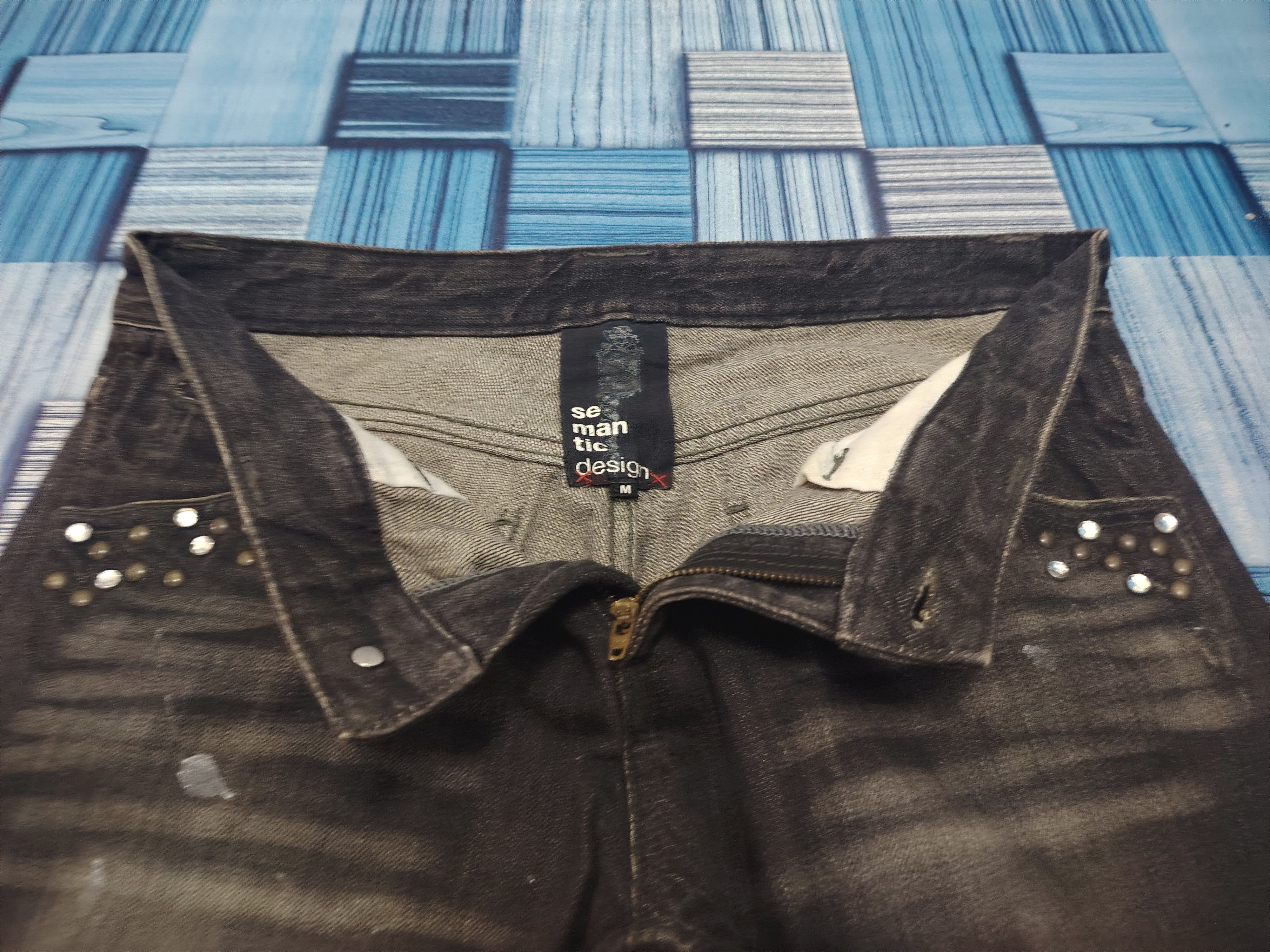 If Six Was Nine Rare!!! Japanese Semantic design Jeans Rhinenstone Pocket Size US 31 - 9 Thumbnail
