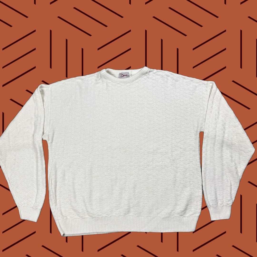 Vintage VINTAGE 80s Pure White Textured Knit Pullover Sweater Acrylic XL Mens Size XL / US 12-14 / IT 48-50 - 1 Thumbnail