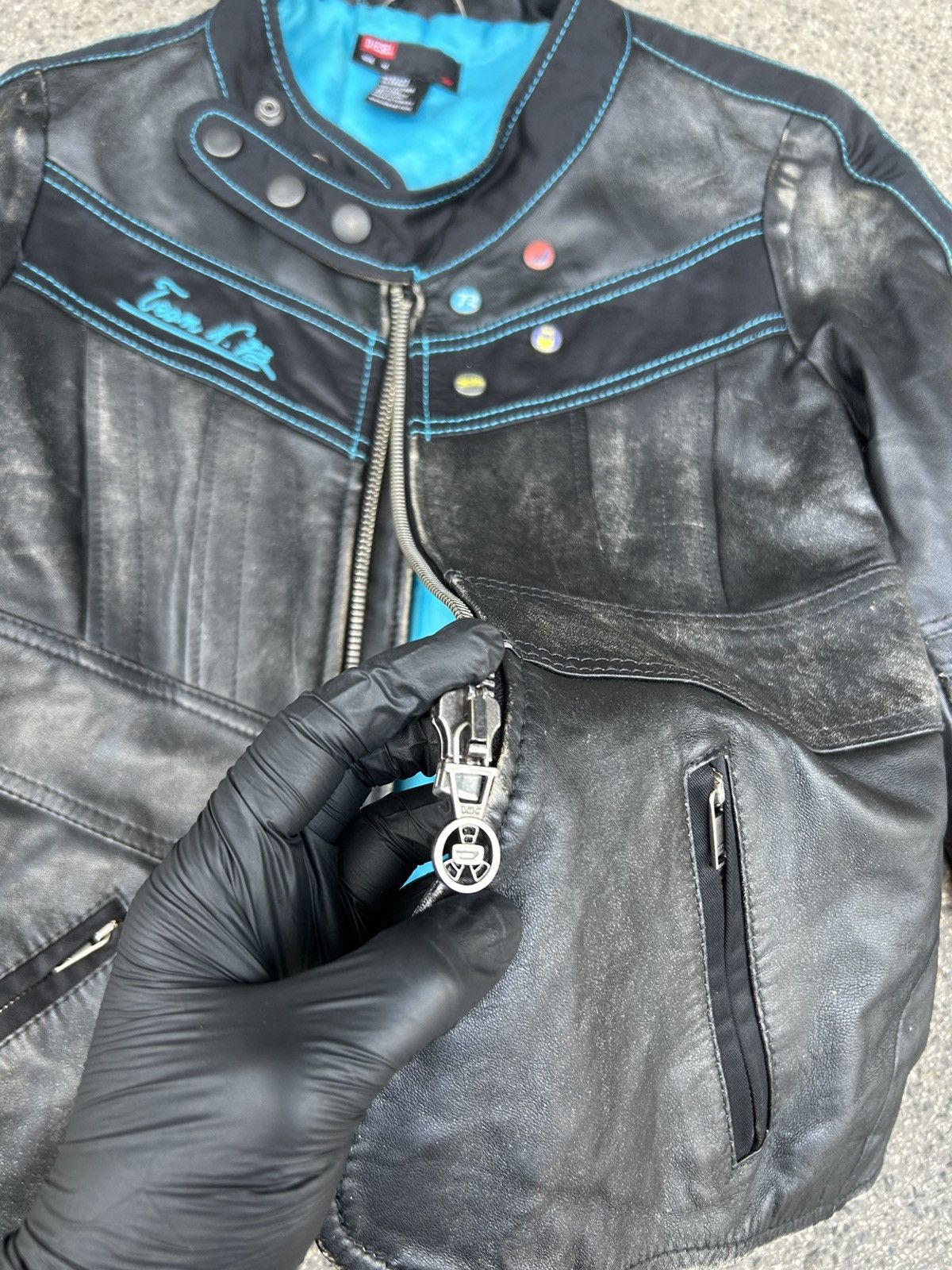 Diesel Vintage Diesel Y2K Leather Jacket Fitted Denim Moto Jacket Size M / US 6-8 / IT 42-44 - 11 Thumbnail