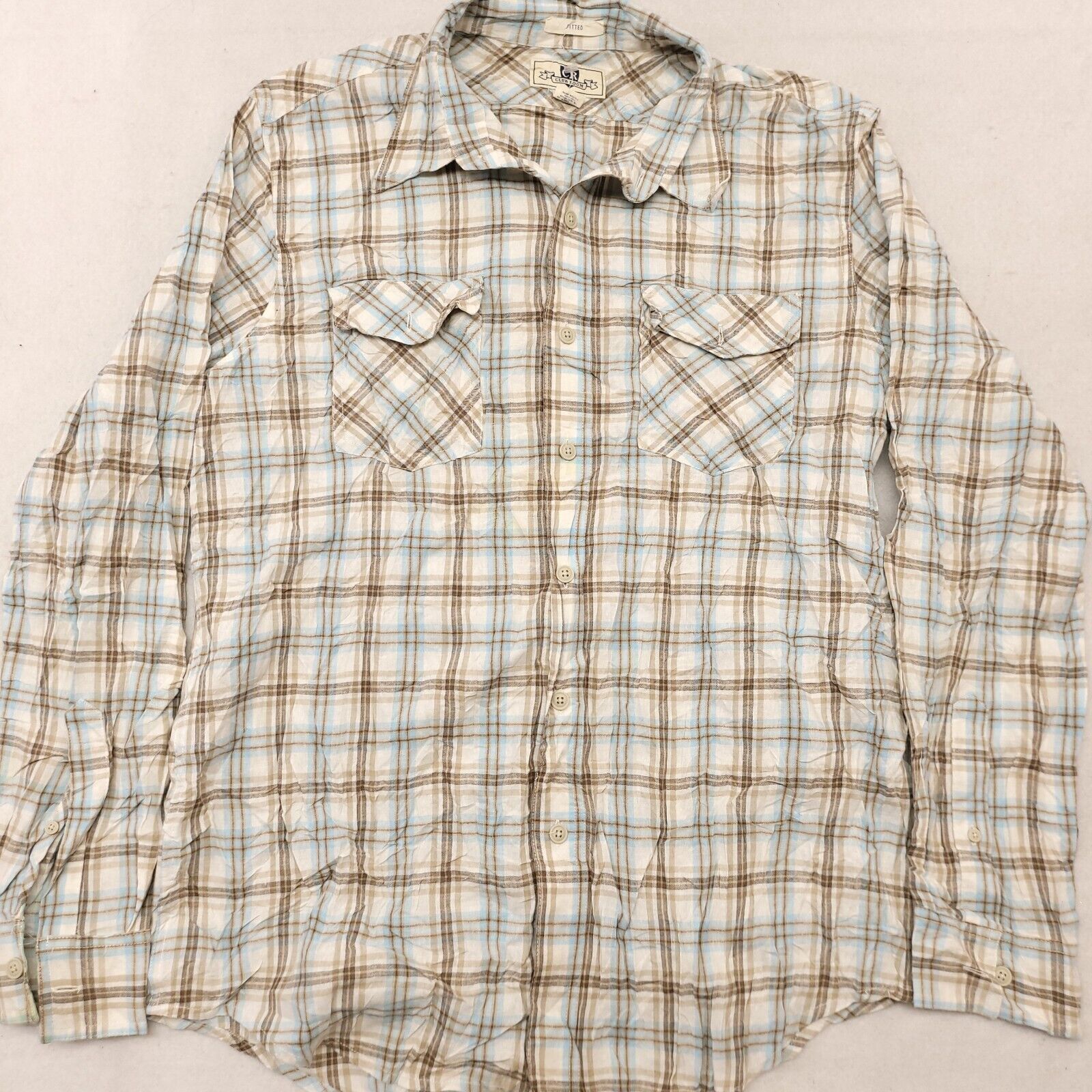 Club Room Club Room Tartan Flannel Button Up Shirt Mens Size L White Size US L / EU 52-54 / 3 - 2 Thumbnail