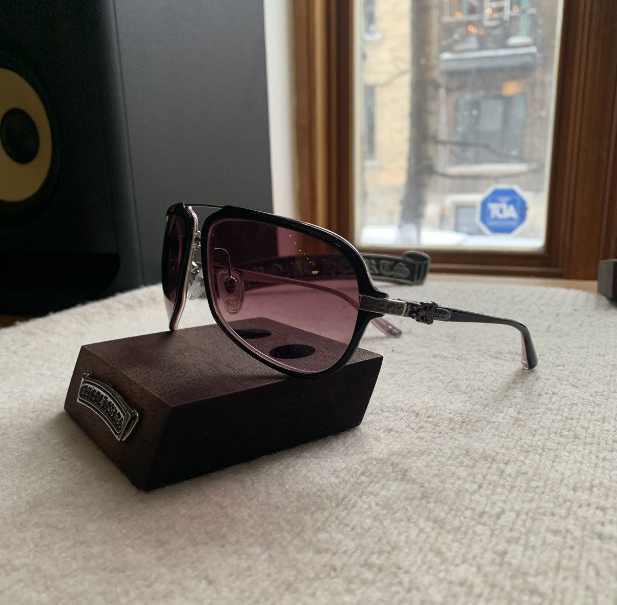 image of Chrome Hearts Straight Up Glasses in Black, Men's