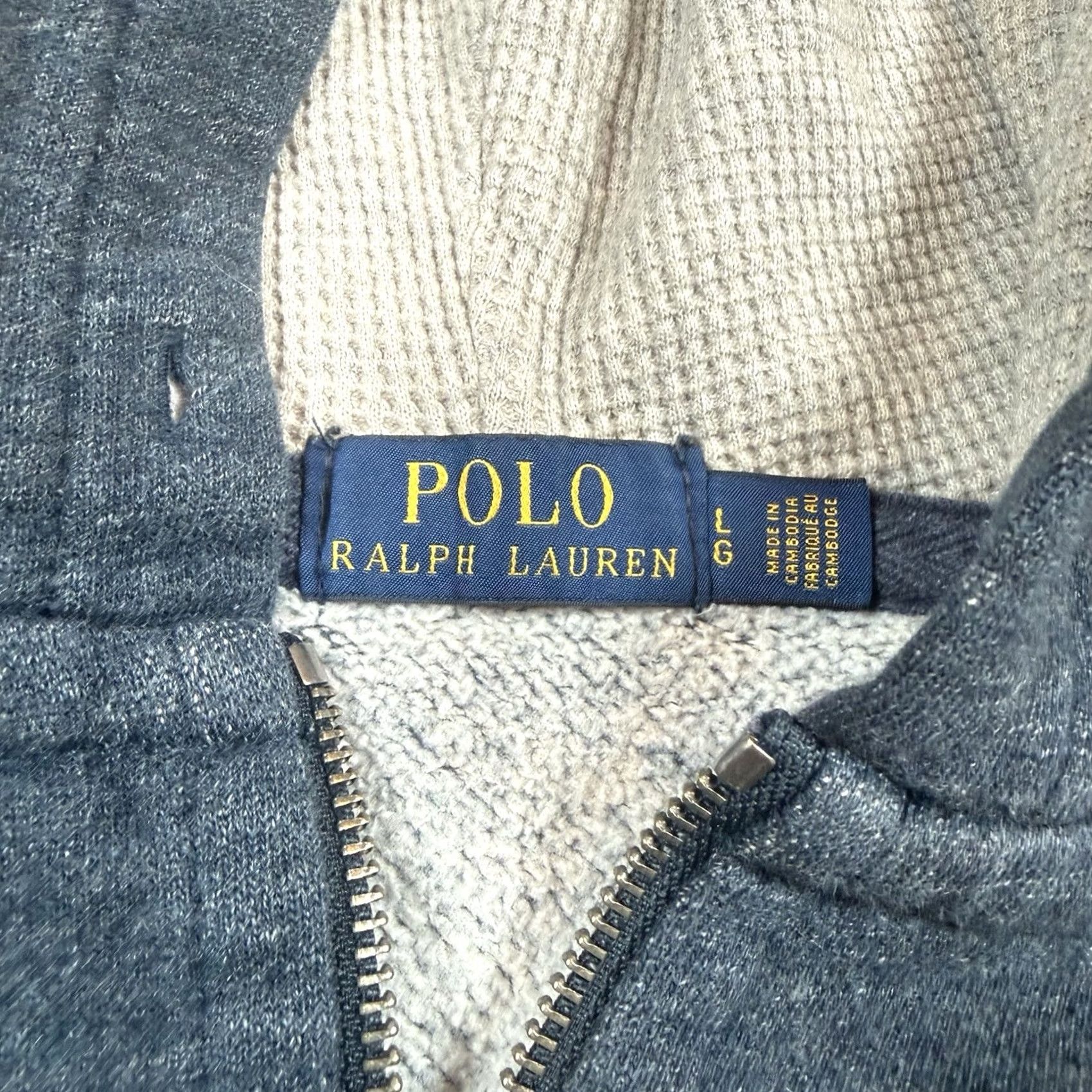 Polo Ralph Lauren Polo Ralph Lauren Hoodie Mens 2XL Full Zip Hooded Gray Sweatshirt Waffle Full Zip Large Size US XXL / EU 58 / 5 - 3 Thumbnail