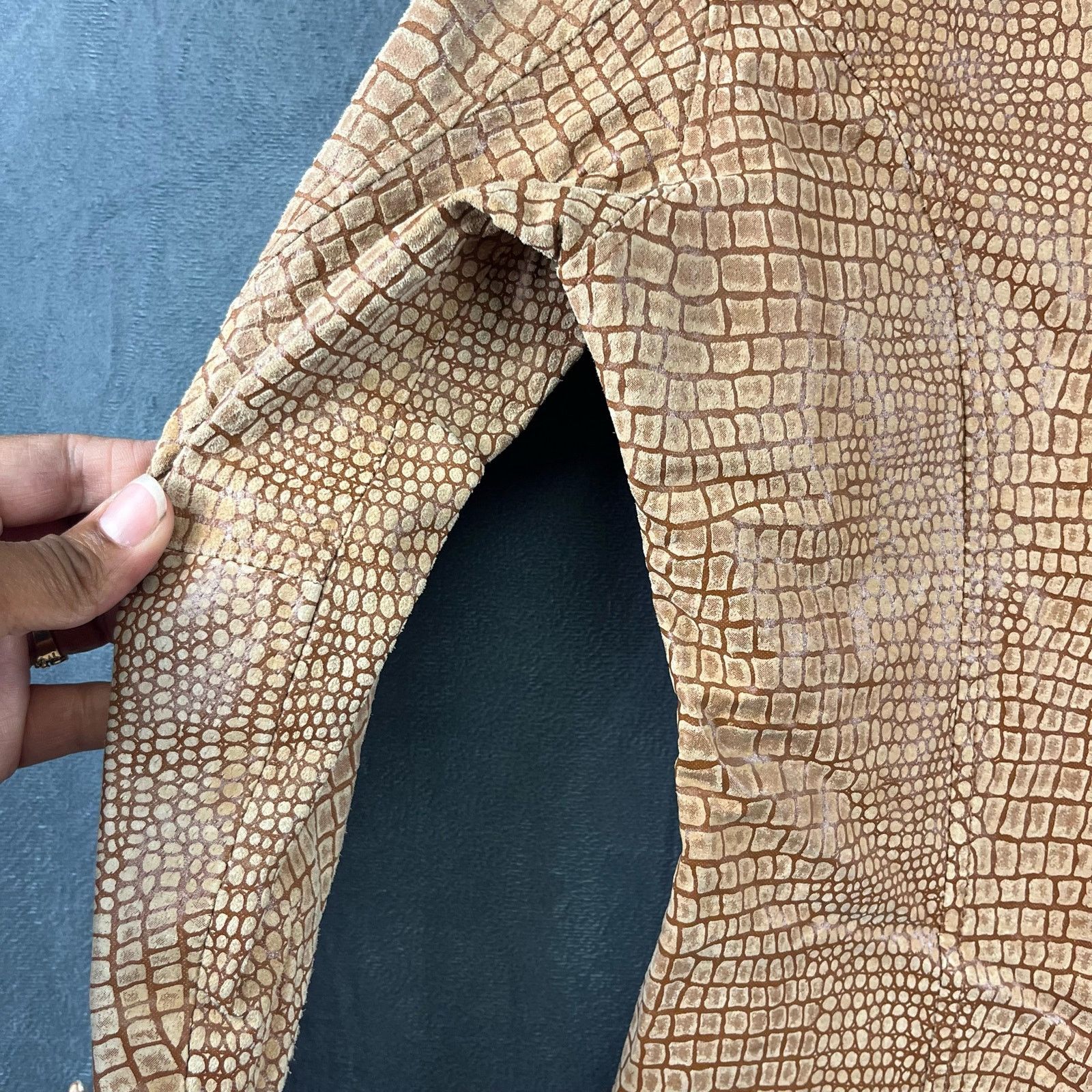 Other Pebbled Snakeskin Leather Jacket Vintage Zip Up Small Moto Size S / US 4 / IT 40 - 2 Thumbnail