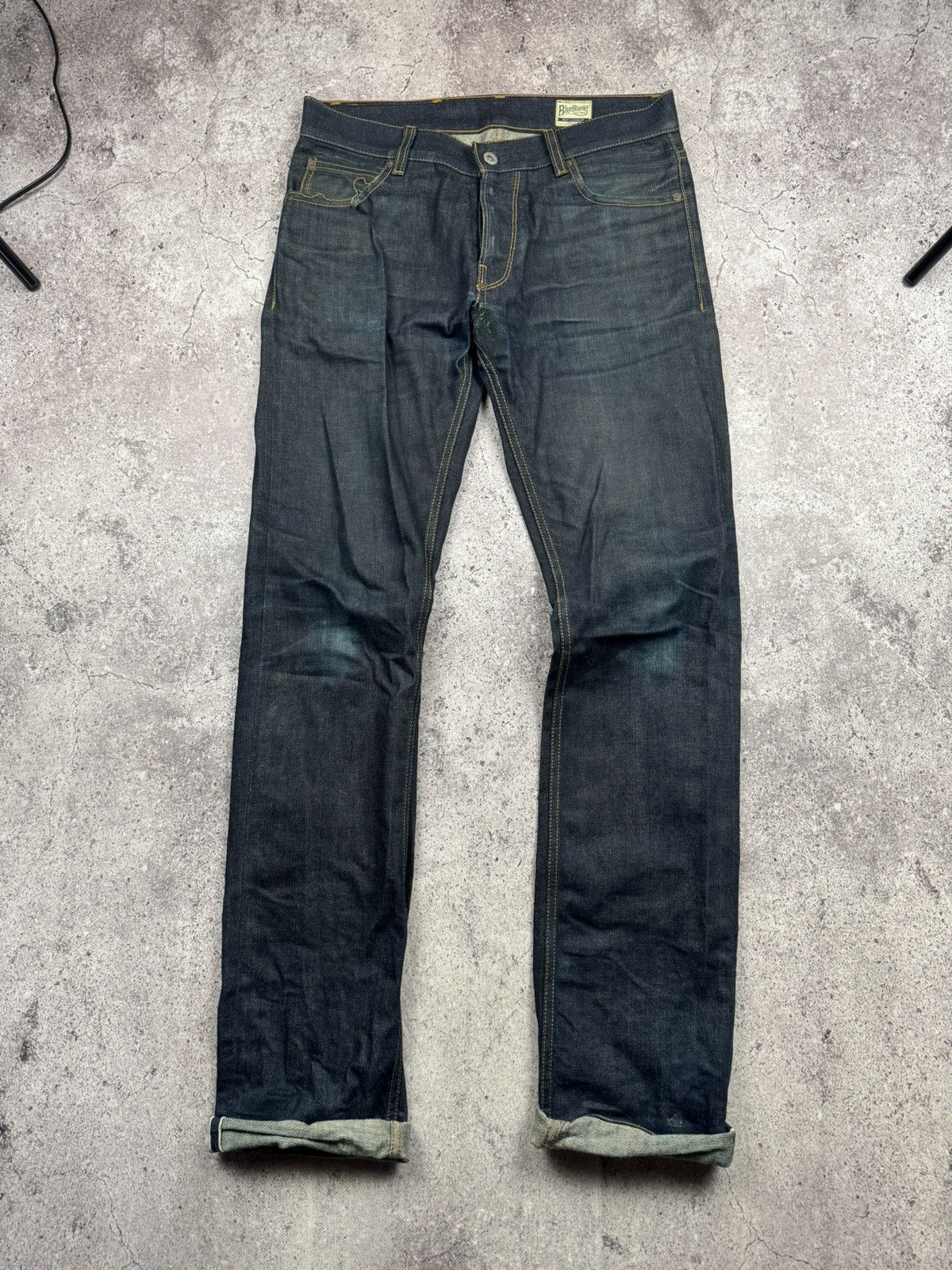 Blue Blanket Vintage BLUE BLANKET Distressed Japanese Jeans Selvage Faded Size US 30 / EU 46 - 1 Thumbnail