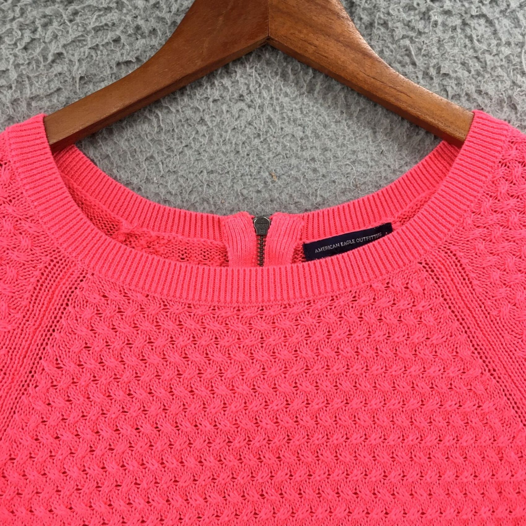 American Eagle Outfitters American Eagle Outfitters Sweater Shirt Womens M Pink Cotton Blend Long Sleeve Open Knit Pullover Size M / US 6-8 / IT 42-44 - 3 Thumbnail