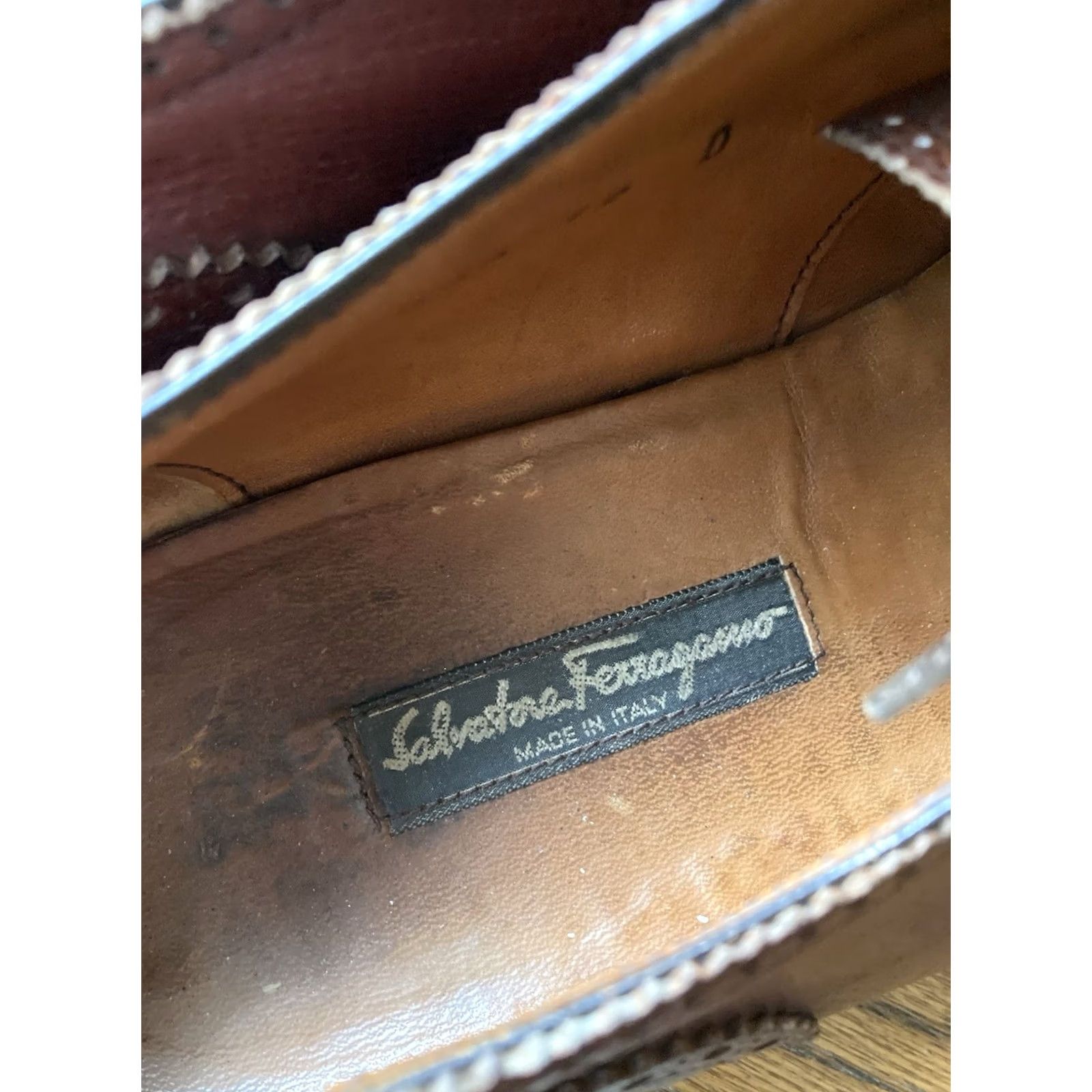 Salvatore Ferragamo VINTAGE Ferragamo Mens Shoes Dress Oxford Cap Toe Leather Brown 12D Italy Mens Size ONE SIZE - 5 Thumbnail
