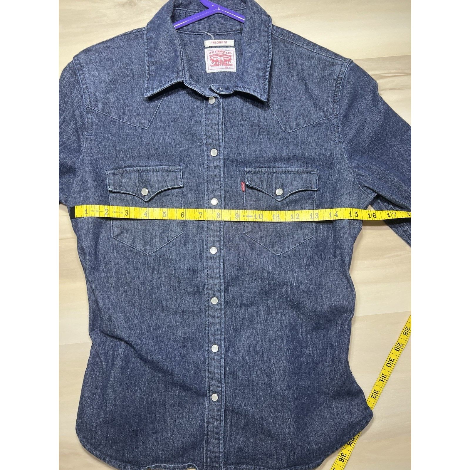 Levi's Levi's Tailored Fit Pearl Snap Blue Denim Western Shirt XS Size XS / US 0-2 / IT 36-38 - 4 Thumbnail
