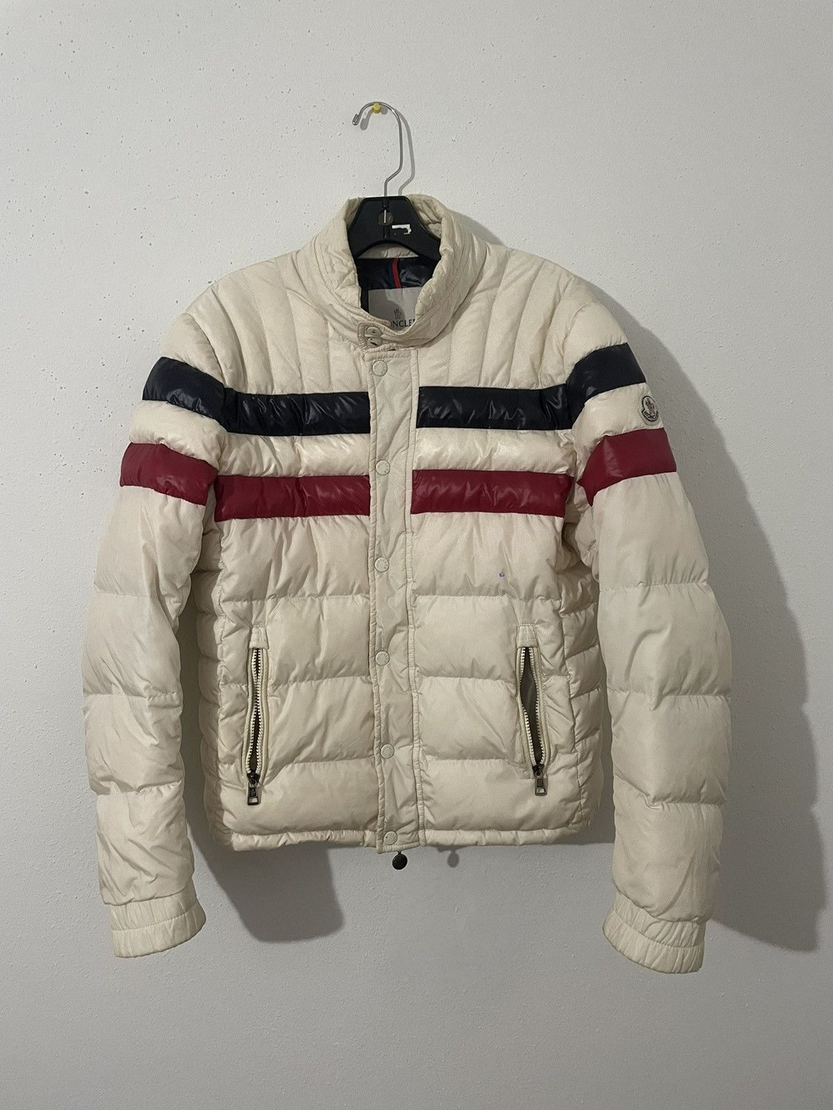 image of Moncler Striped Technical Menuire Sport Jacket Chief Keef in White, Men's (Size Large)