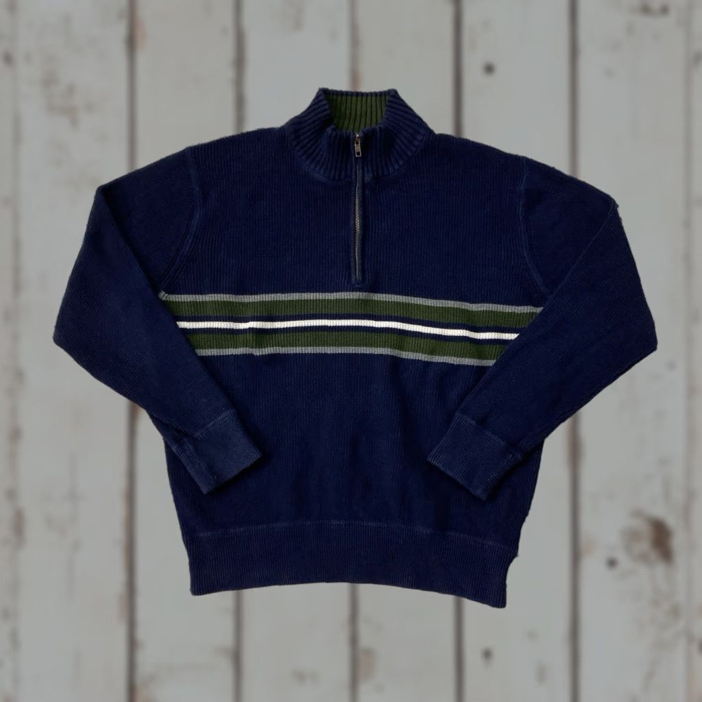 Eddie Bauer VINTAGE Eddie Bauer Mens L Quarter Zip Sweater Blue Green Pullover Knit Size US L / EU 52-54 / 3 - 1 Thumbnail