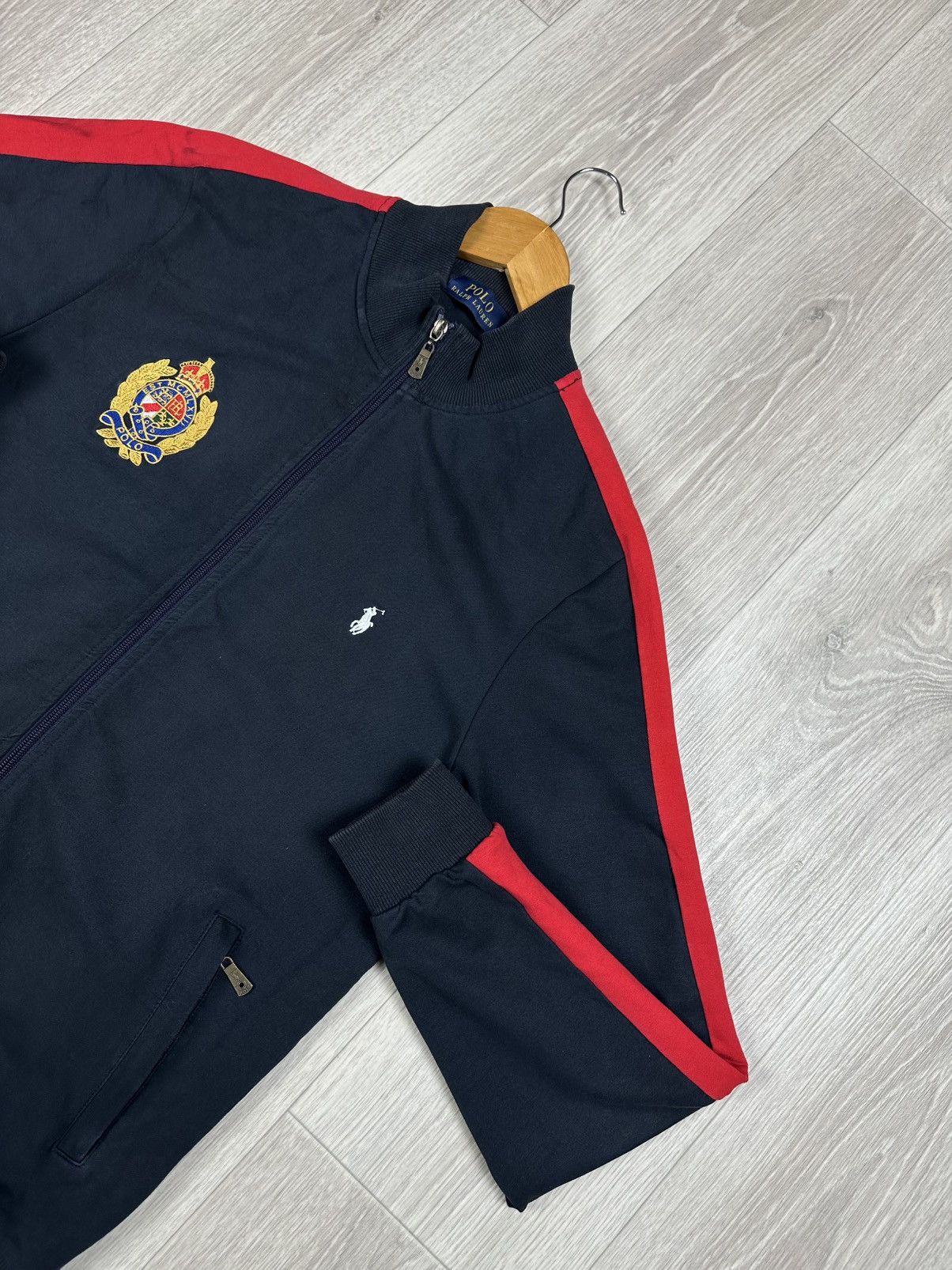 Polo Ralph Lauren × Vintage Polo Ralph Lauren Zip Track Top Hoodie Distressed Size L Size US L / EU 52-54 / 3 - 3 Thumbnail