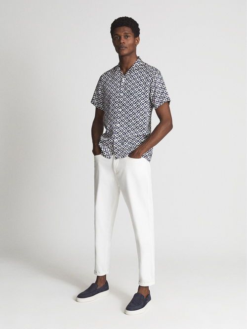 Reiss Reiss shirt Valencia Cuban Collar Geo Print Shirt M Size US M / EU 48-50 / 2 - 8 Thumbnail