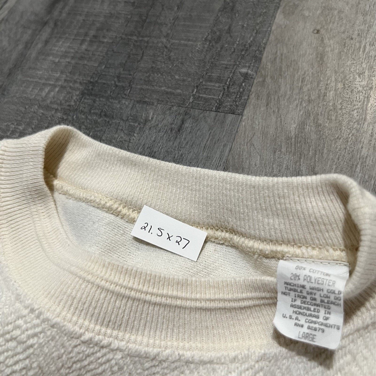 Vintage VTG Peru State College 90s Beige Herringbone Knit Sweatshirt Size US L / EU 52-54 / 3 - 5 Thumbnail