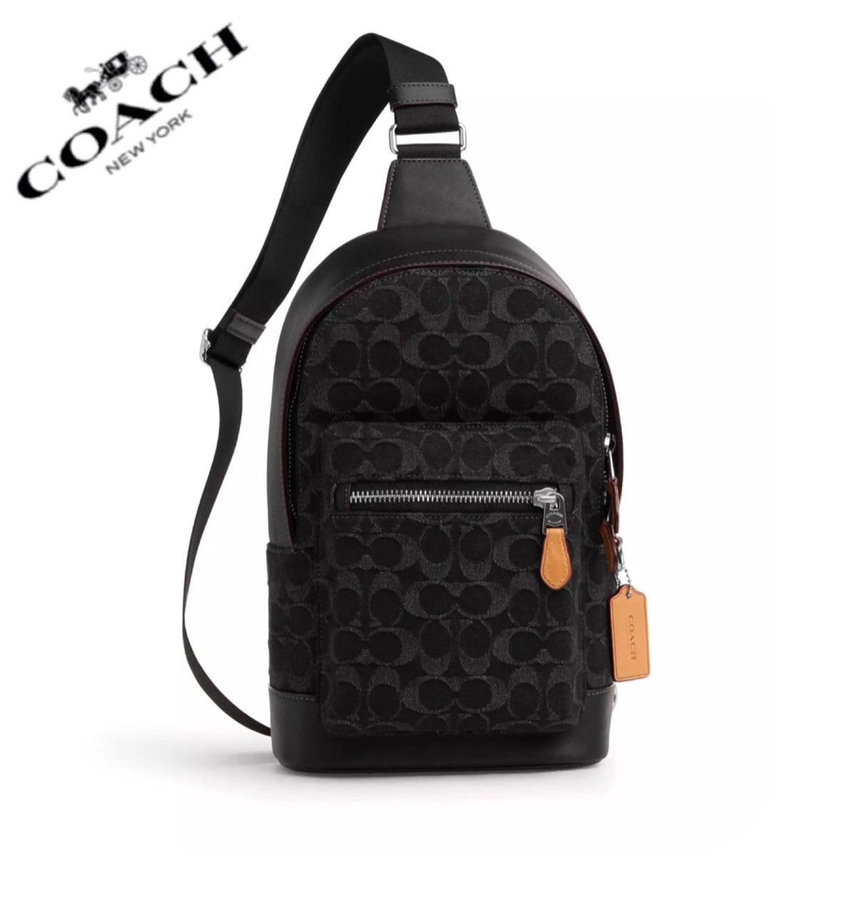 image of NWT Coach West Pack In Signature Denim in Black, Men's