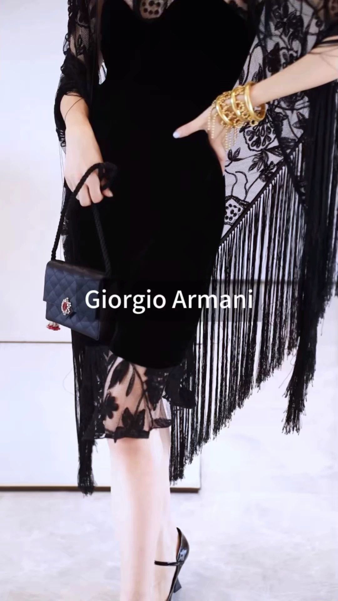 Giorgio Armani Giorgio Armani Velvet-Lace Tassel Dress Shawl (it42 / M-L) Size M / US 6-8 / IT 42-44 - 1 Thumbnail