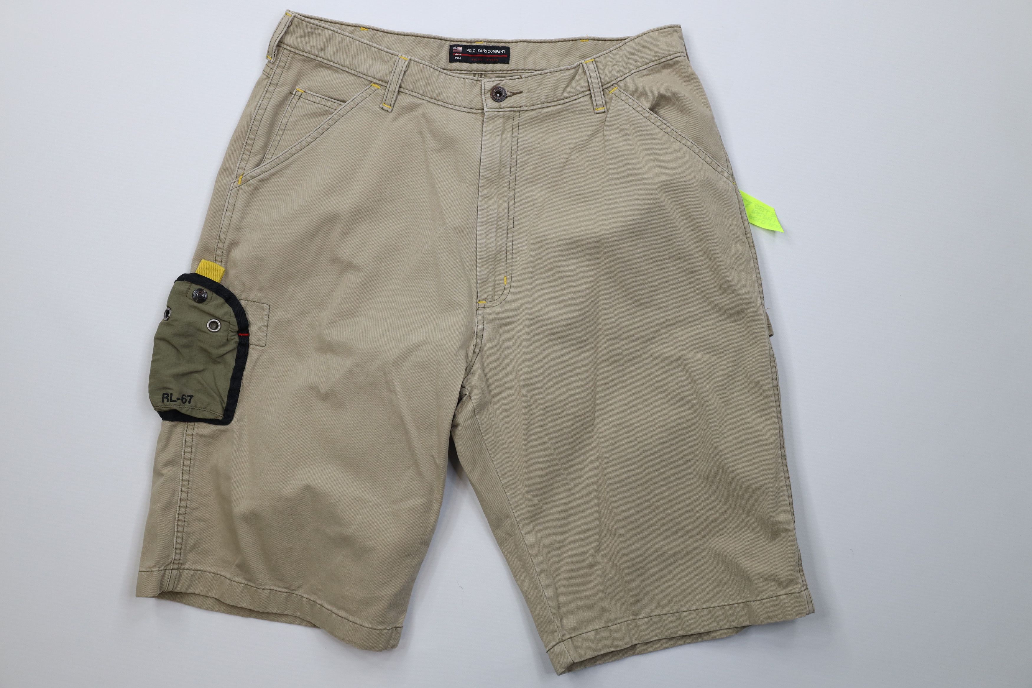 Ralph Lauren Vintage 90s Y2K Ralph Lauren Cell Phone Pocket Shorts Beige Size US 33 - 1 Thumbnail