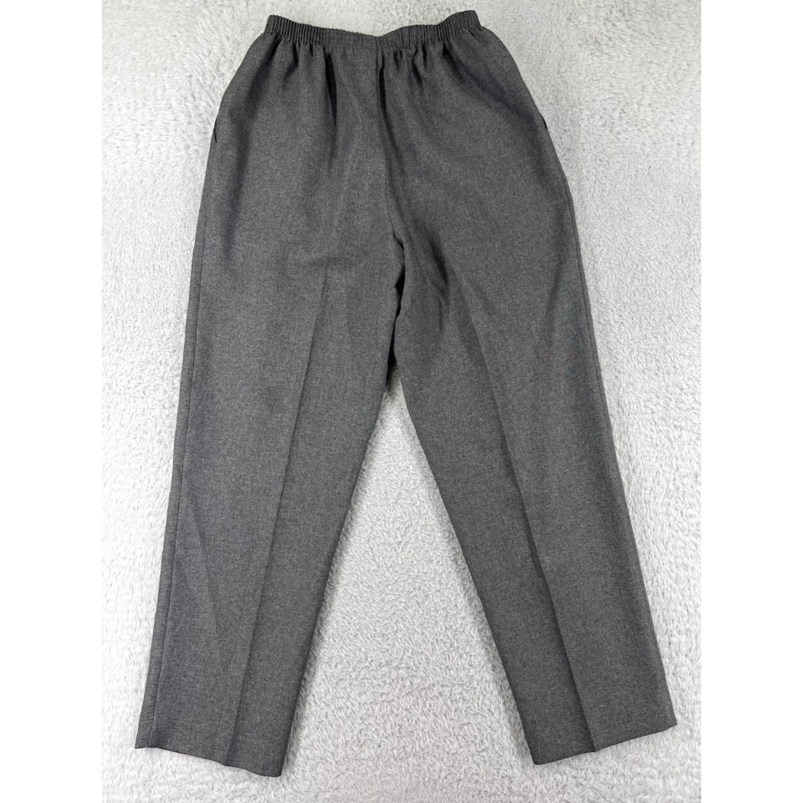 Vintage Alfred Dunner Pants Womens 8 Gray Elastic Waist Pull On Casual 100% Polyester Size 30" / US 8 / IT 44 - 2 Thumbnail