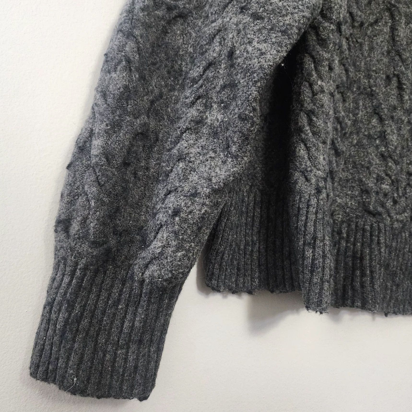 J.Crew J.CREW Cable Knit Sweater Women Medium Gray 1/2 Zip Merino Wool Alpaca Polyamide Knit Pullover Mock Neck Long Sleeve Casual Travel Regular M Womens Size M / US 6-8 / IT 42-44 - 7 Thumbnail