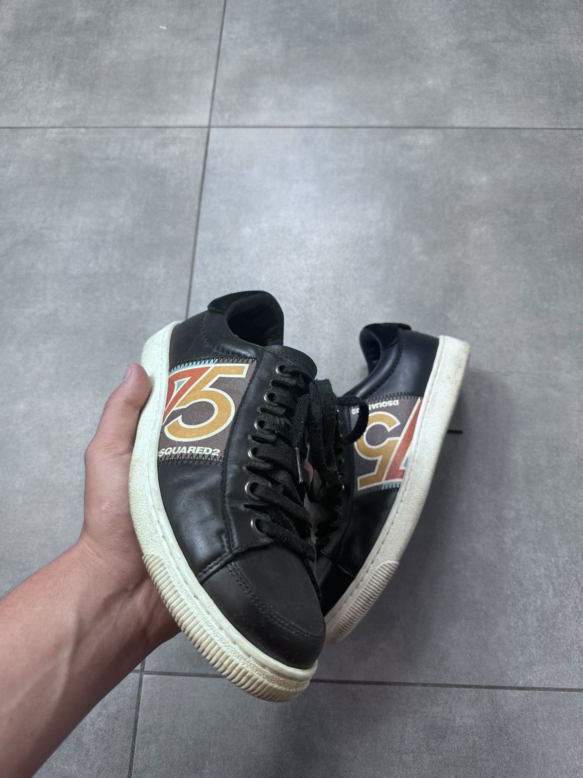 Dsquared2 Dsquared2 Black Men’s Leather Sneakers Size EUR 40,5 Size US 8.5 / EU 41-42 - 3 Thumbnail