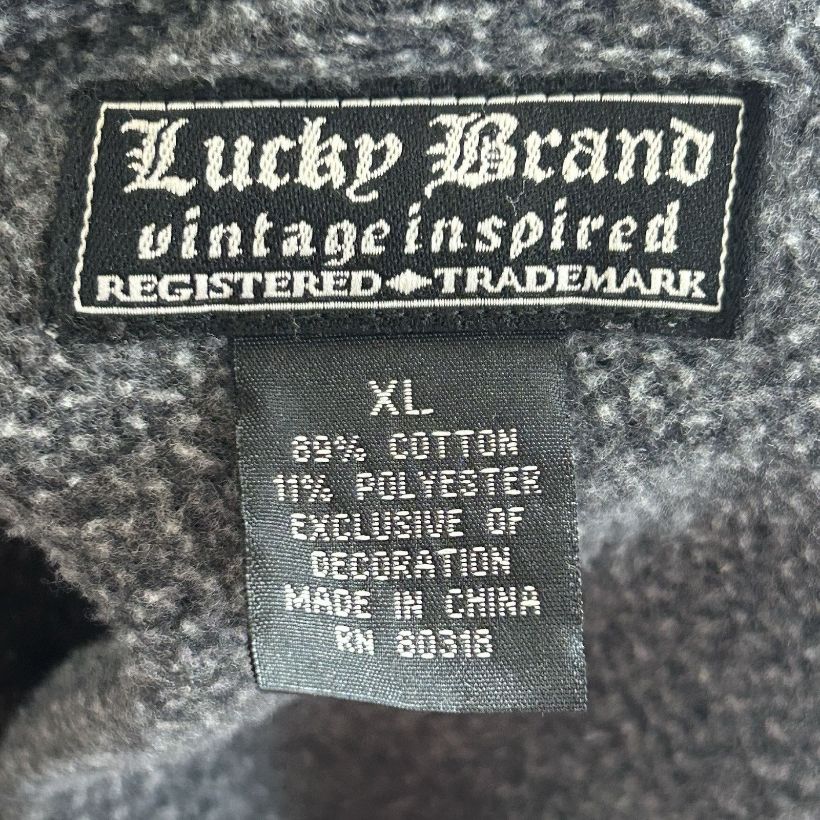 Lucky Brand Lucky Brand Y2K Sweatshirt Jacket Black XL Zip Fleece Lined Size US XL / EU 56 / 4 - 6 Thumbnail