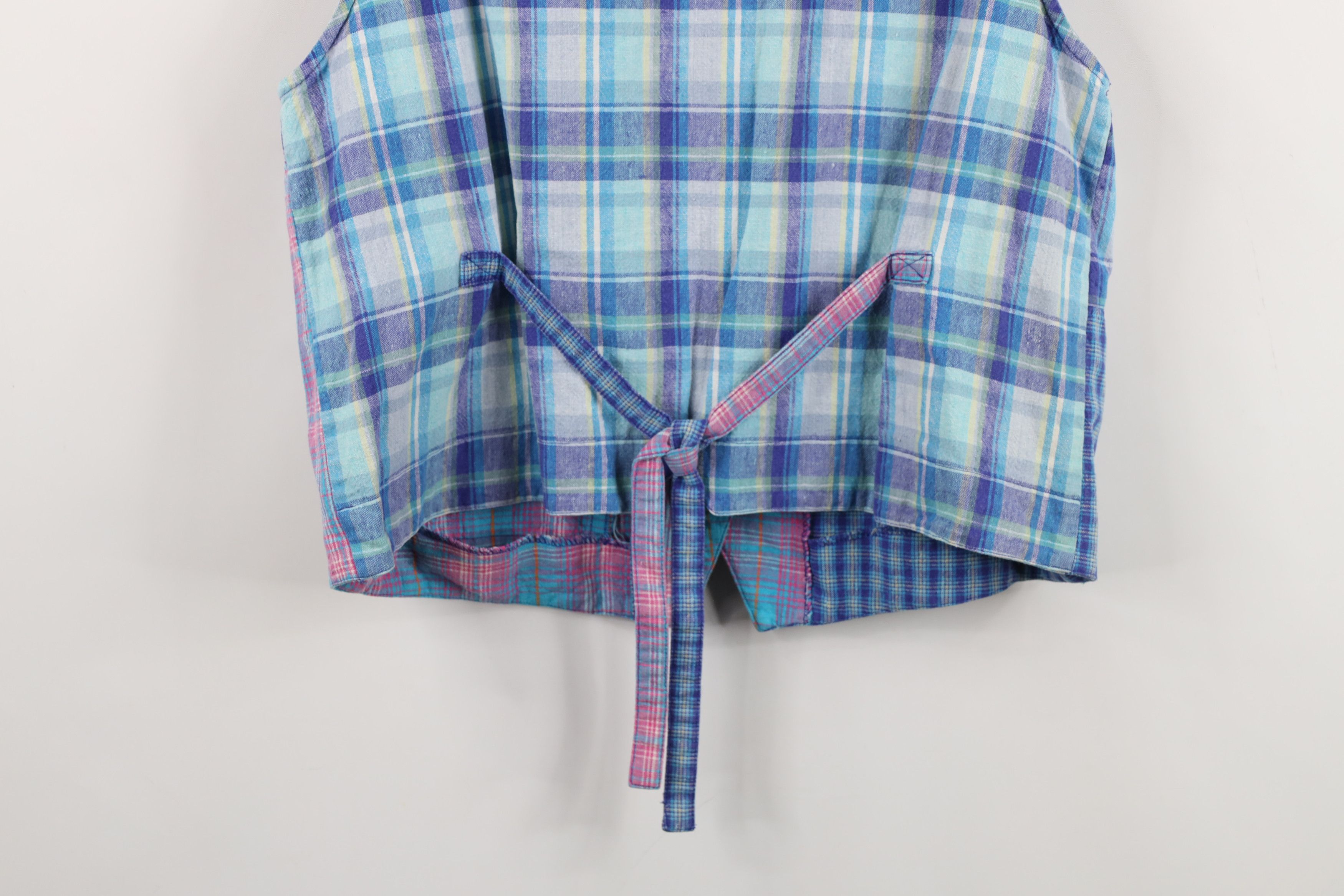 Vintage Vintage 90s Streetwear Linen Blend Tie Back Vest Jacket Size L / US 10 / IT 46 - 12 Thumbnail