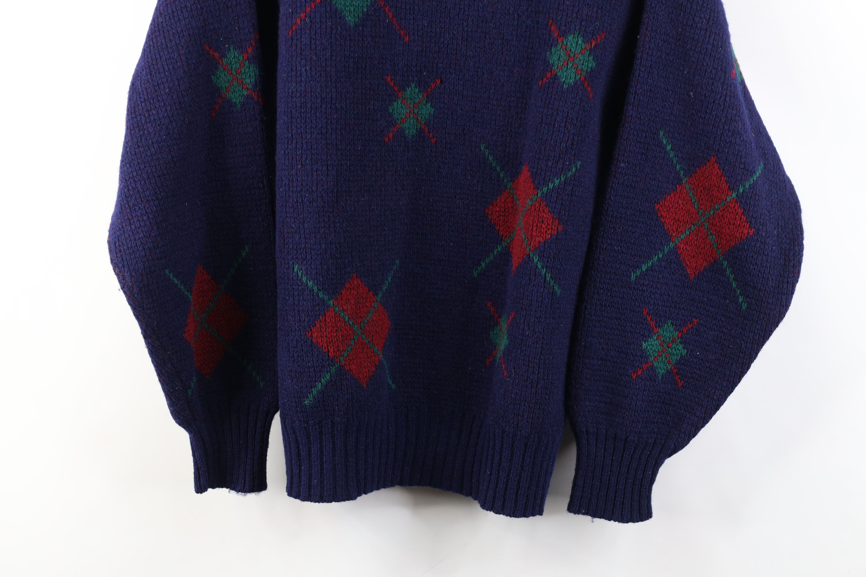 Vintage Vintage 70s Streetwear Argyle Wool Ribbed Knit Sweater Size L / US 10 / IT 46 - 3 Thumbnail