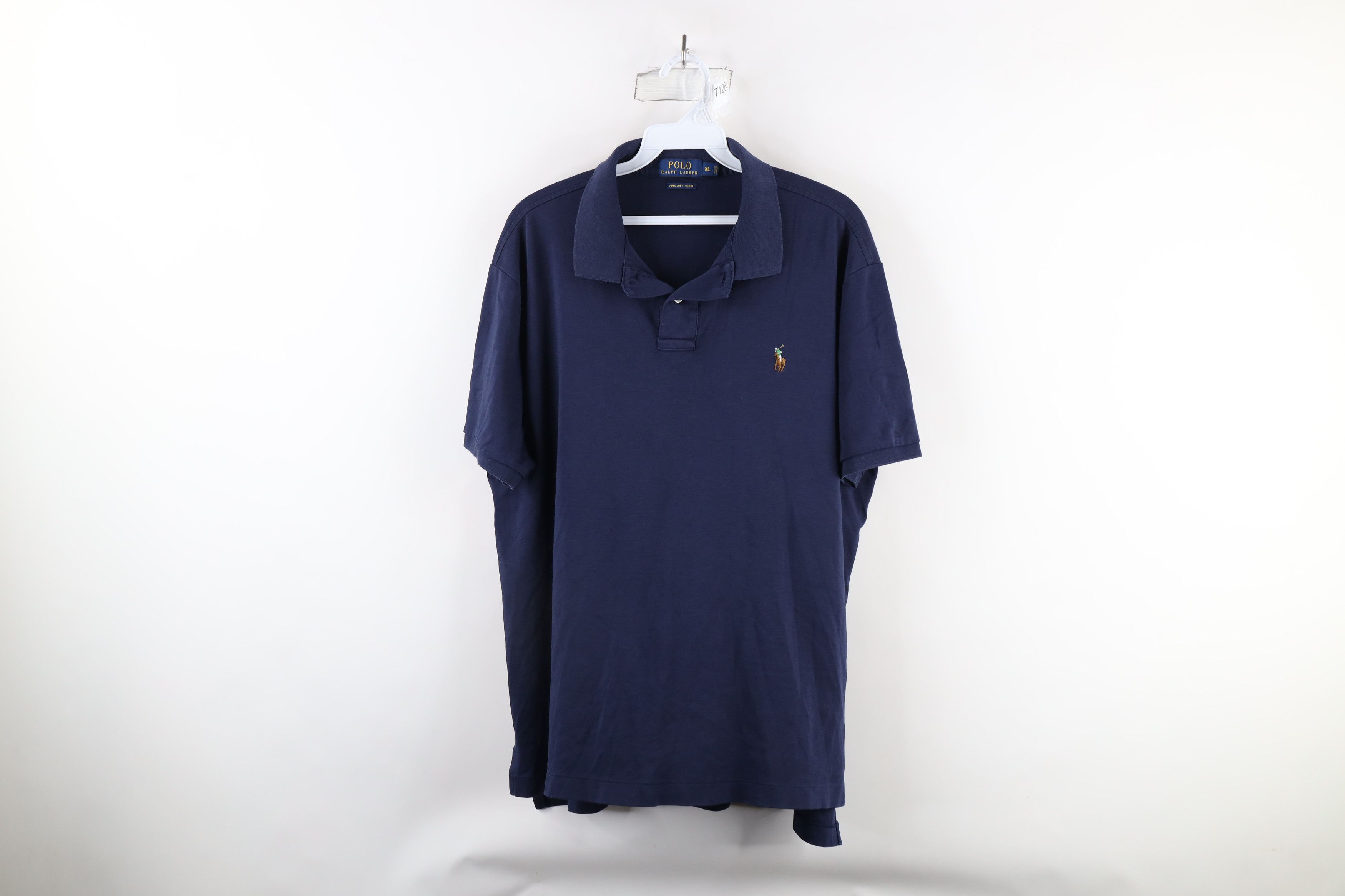 Ralph Lauren × Vintage Ralph Lauren Pima Cotton Soft Touch Collared Polo Shirt Blue Size US XL / EU 56 / 4 - 1 Thumbnail