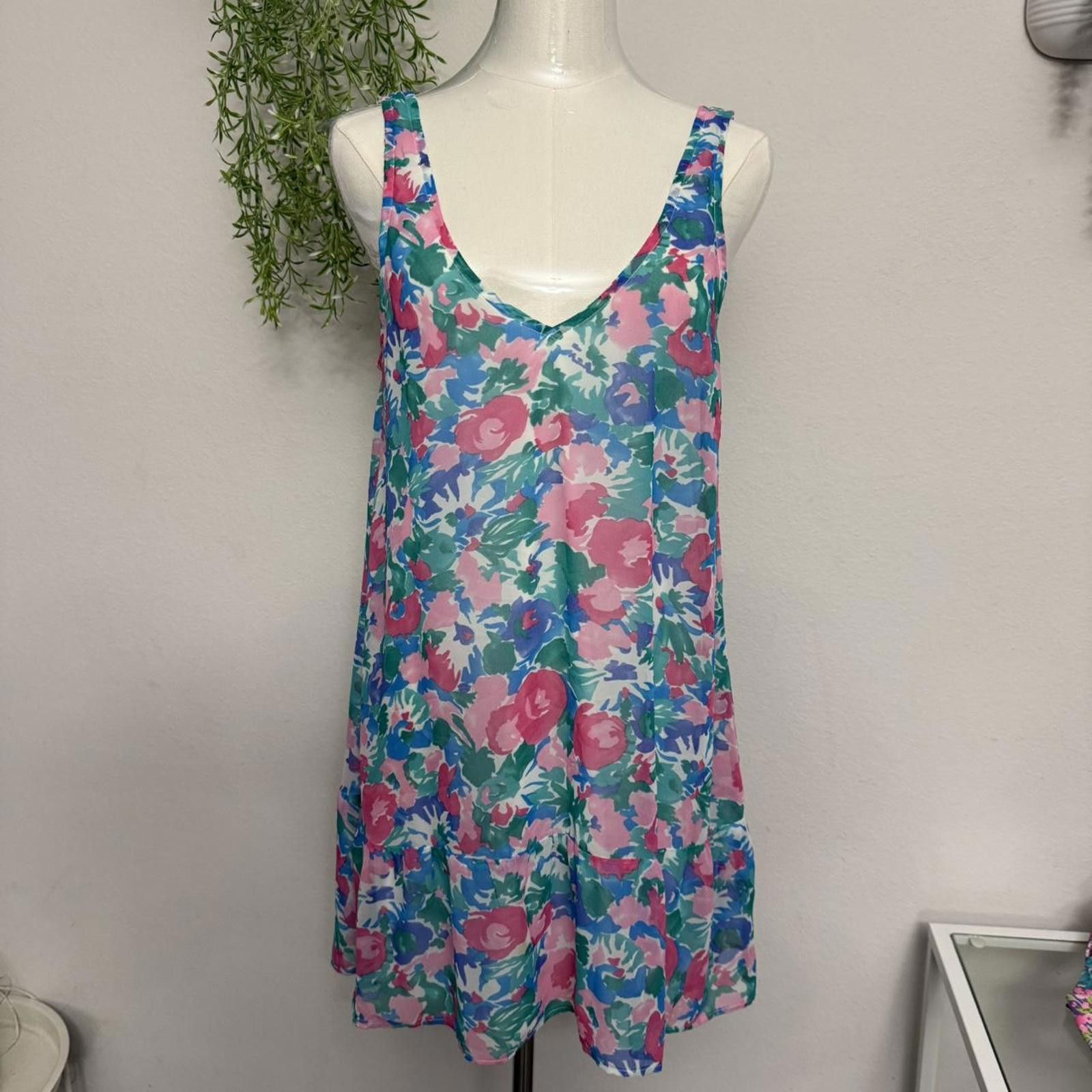 Designer Show Me Your Mumu Blue Flower Floral V Neck Slip dress Size M / US 6-8 / IT 42-44 - 1 Thumbnail