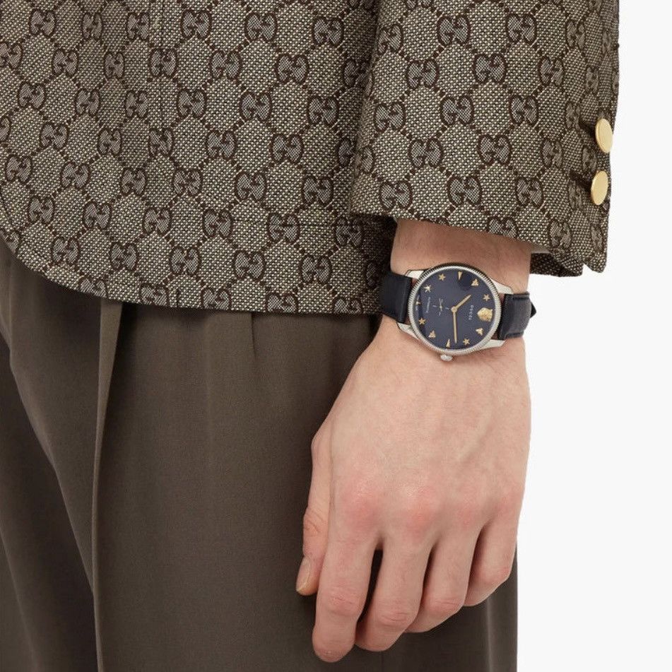 Gucci $3950 Gucci G-Timeless 40mm Charm Dial Automatic Watch, Navy Size ONE SIZE - 16 Thumbnail