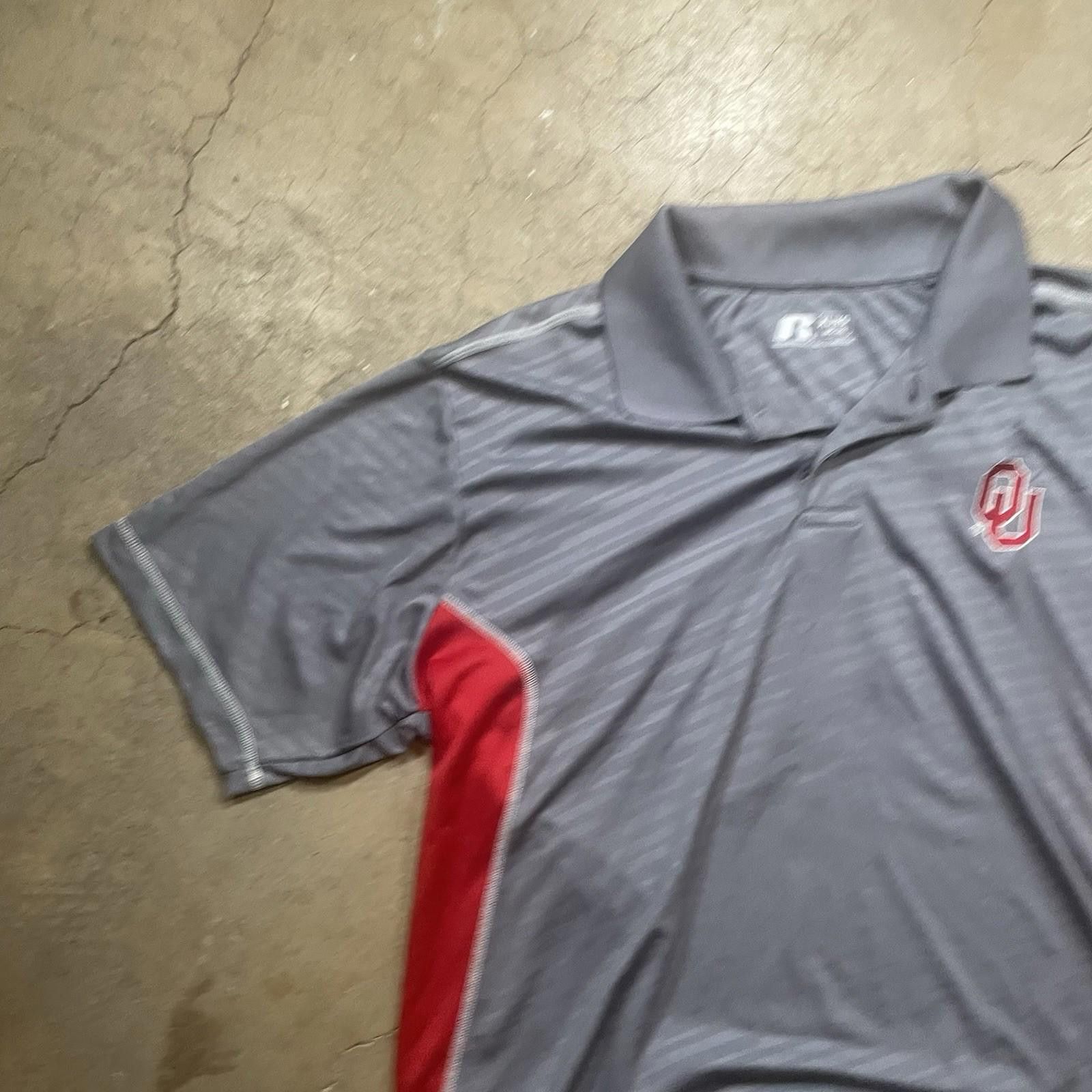 Russell Athletic Oklahoma Sooners Shirt Mens Large Red NCAA College Polo Size ONE SIZE - 2 Thumbnail
