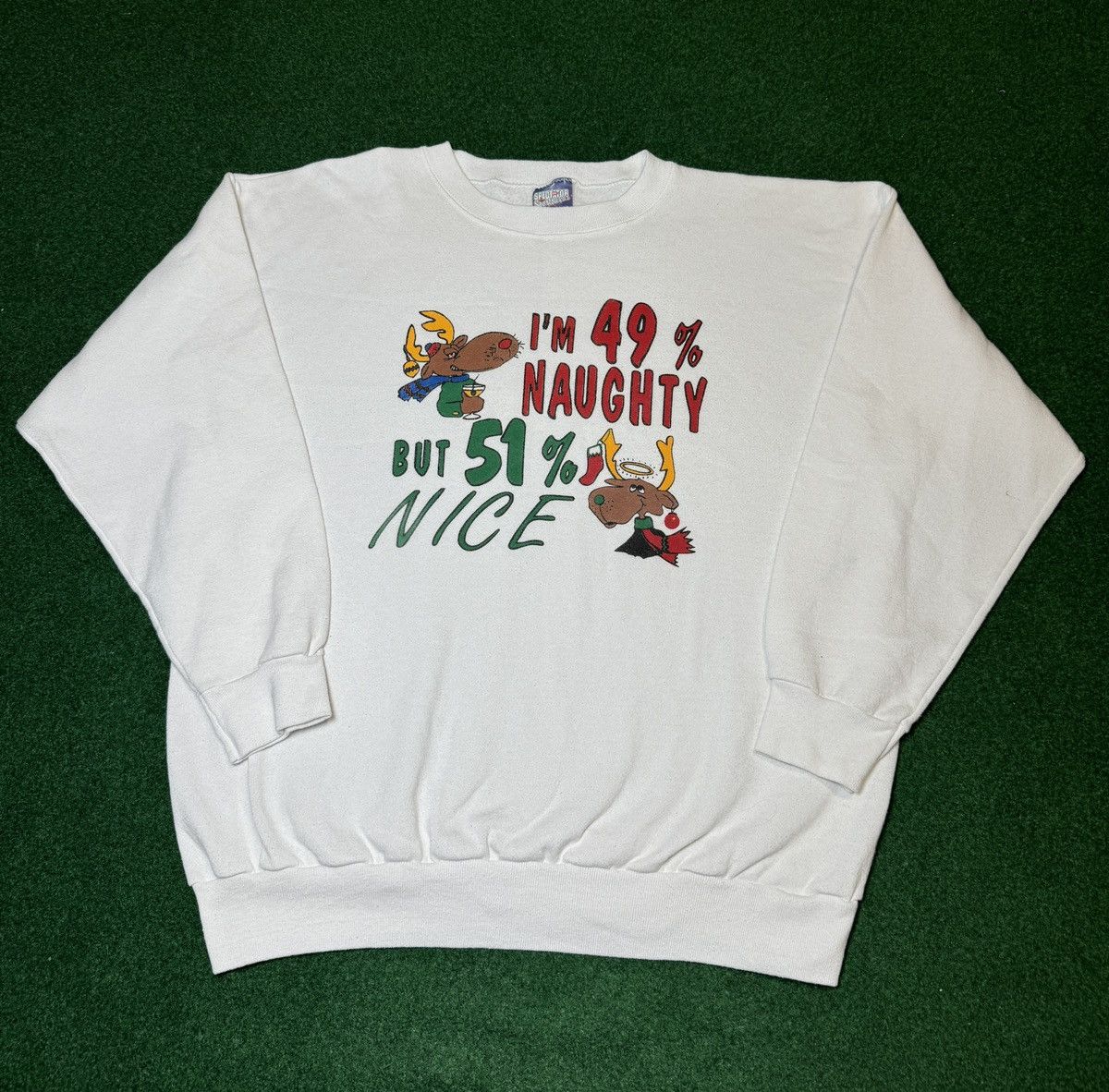 Vintage Vtg 90s 49% Naughty 51% Nice Funny Christmas Sweatshirt Size US XL / EU 56 / 4 - 1 Thumbnail