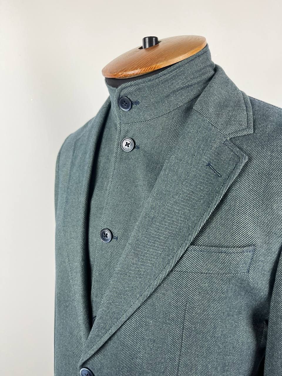 Hackett Hackett London Men's Green Herringbone Blazer Size US M / EU 48-50 / 2 - 6 Thumbnail