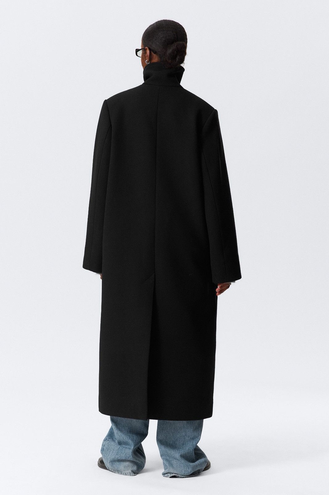 Other Carla Carini Italy Women Black Long Wool Coat Jacket Classic Size L / US 10 / IT 46 - 2 Thumbnail