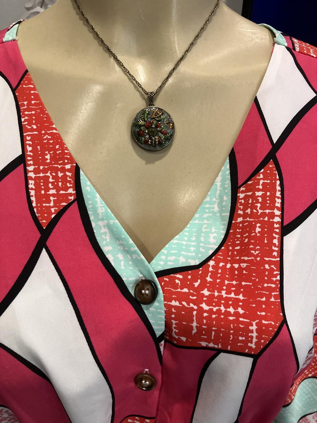 Shein Colorful Geometric Pattern Romper with Button Front and Draw Size 36" / US 14 / IT 50 - 10 Thumbnail