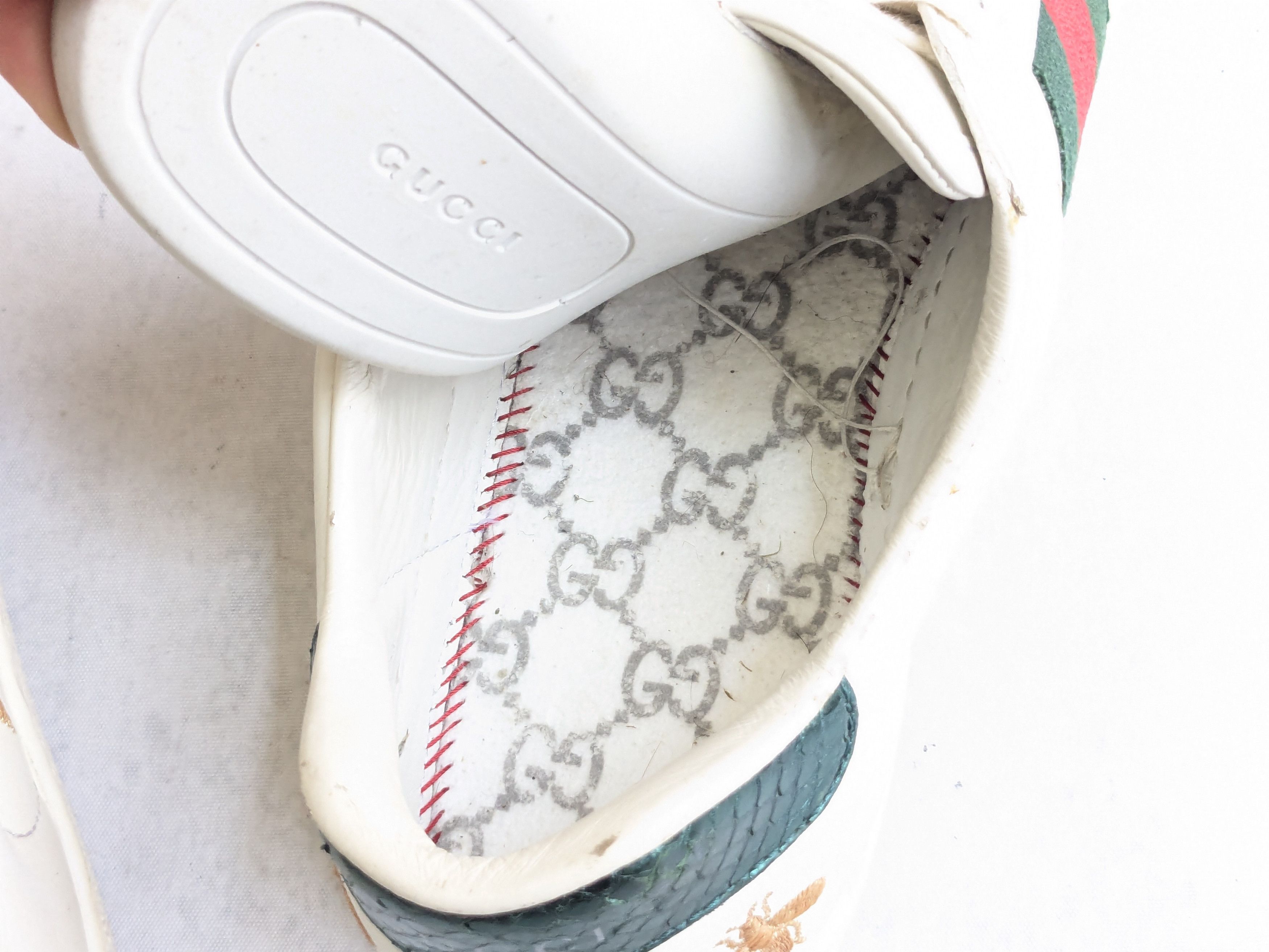 Gucci Gucci Ace Sneakers White Stats Bee 7.5 Low Tops Size US 7.5 / EU 40-41 - 8 Thumbnail
