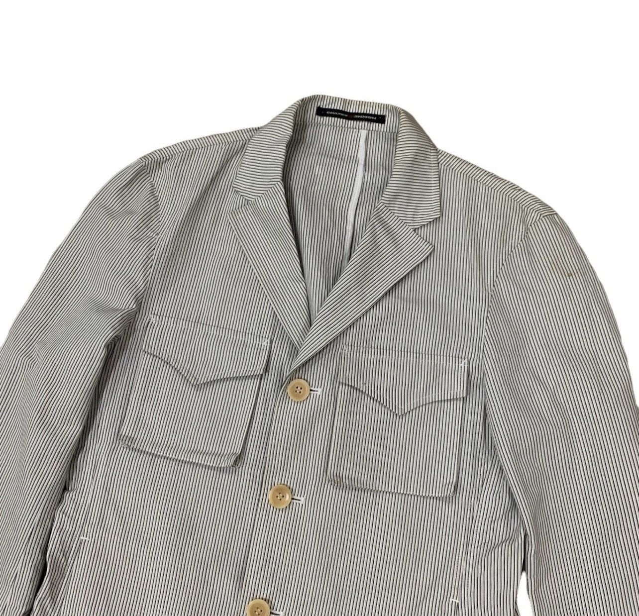 Gaultier Homme Objet 🔥Gaultier Homme Objet Striped Double Pocket Jacket Size US S / EU 44-46 / 1 - 4 Thumbnail
