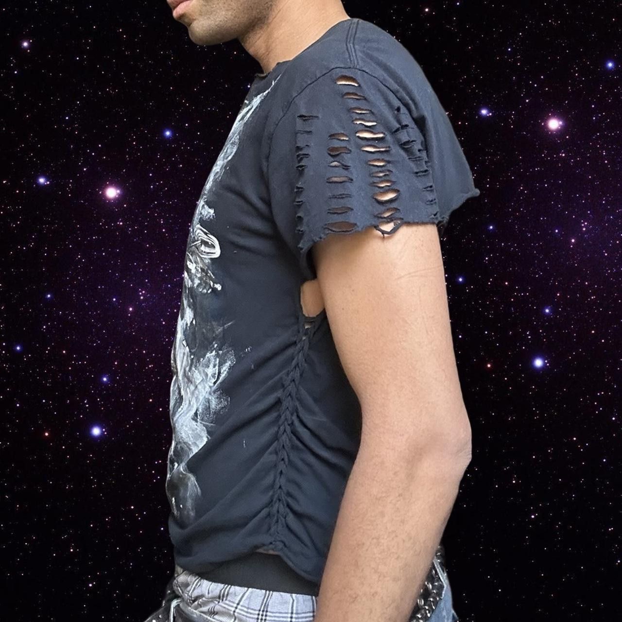 Vintage ASTROBOI* 'Hell Raiser' Painterly Navy T-Shirt _ LARGE Size US L / EU 52-54 / 3 - 4 Thumbnail