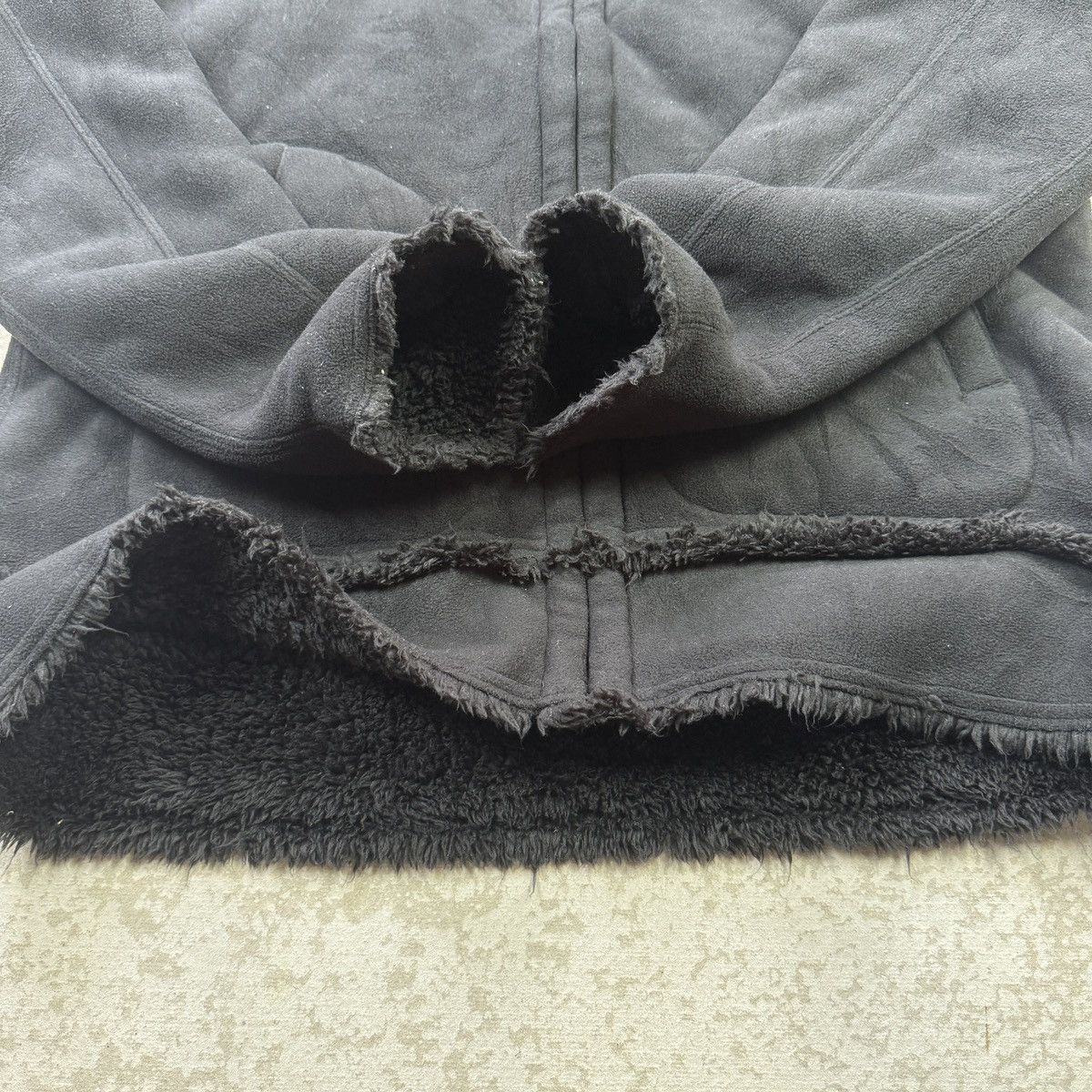 If Six Was Nine 💥Uniqlo Black Matted Fleece Nice Design Hooded Jacket Size US XL / EU 56 / 4 - 5 Thumbnail