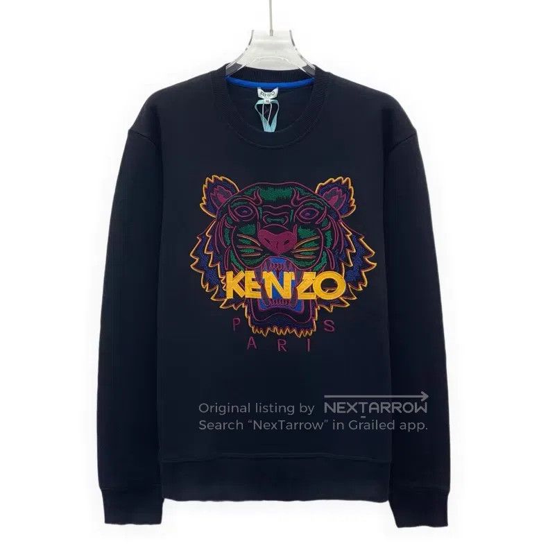 Kenzo Kenzo Black tiger head embroidered cotton crew-neck long-s Size S / US 4 / IT 40 - 1 Thumbnail