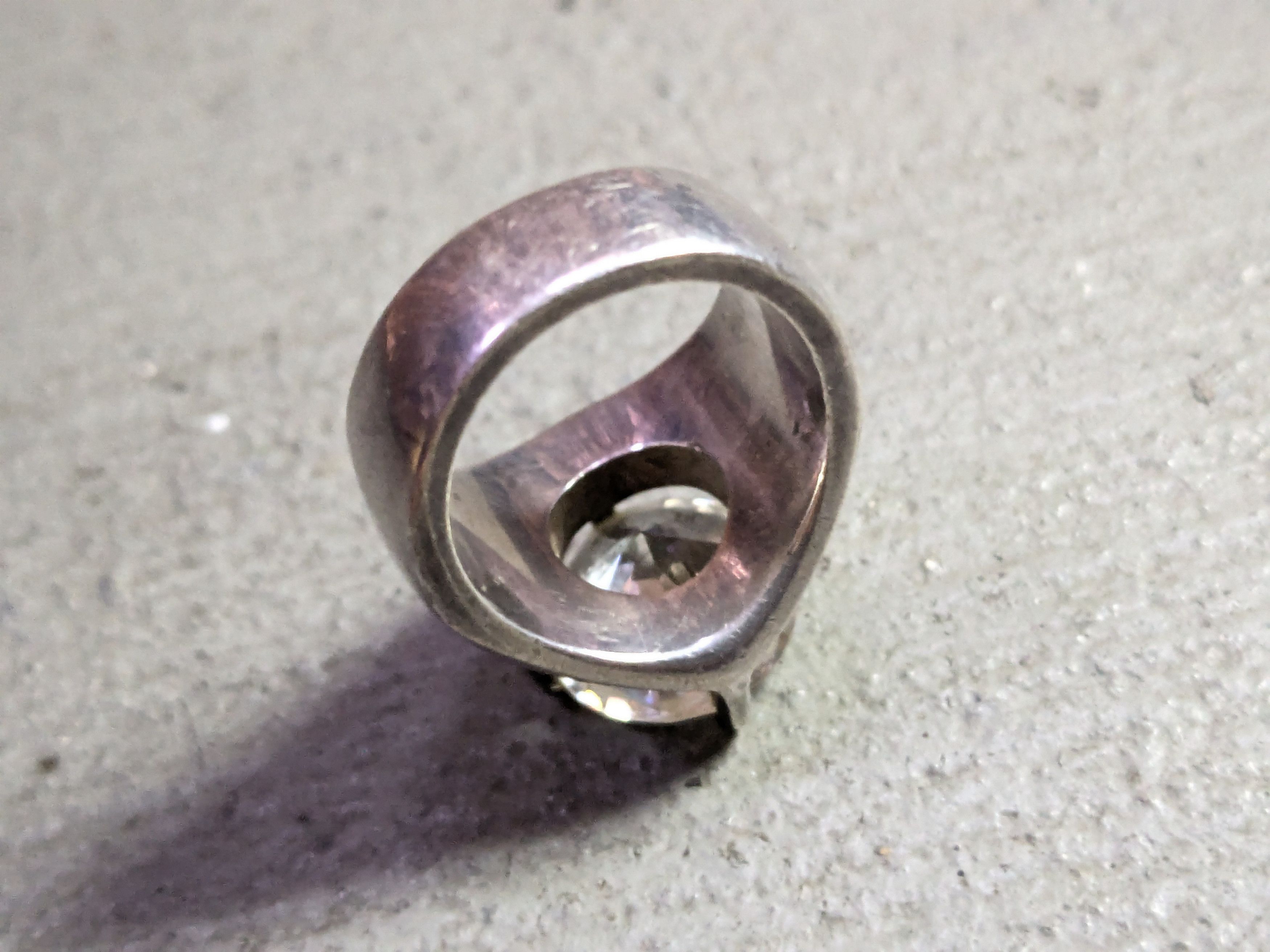Jewelry × Vintage Vintage Sterling Silver Ring 4.75 CZ Round Modern Cocktail Size ONE SIZE - 7 Thumbnail