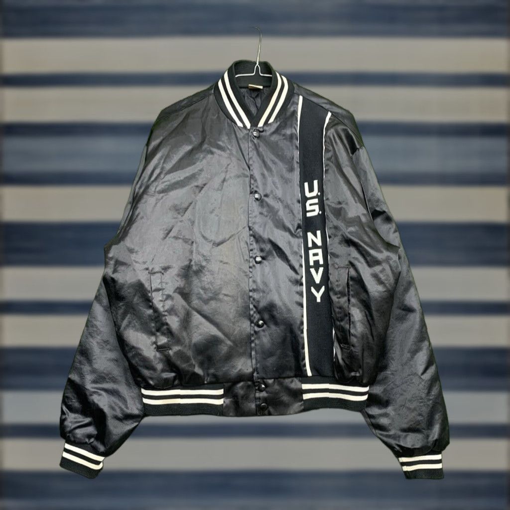 Soffe Vintage Soffe US Navy Jacket Men's 46 Satin Bomber Navy Blue USN Sailor Style 90s Y2K Size US S / EU 44-46 / 1 - 1 Thumbnail